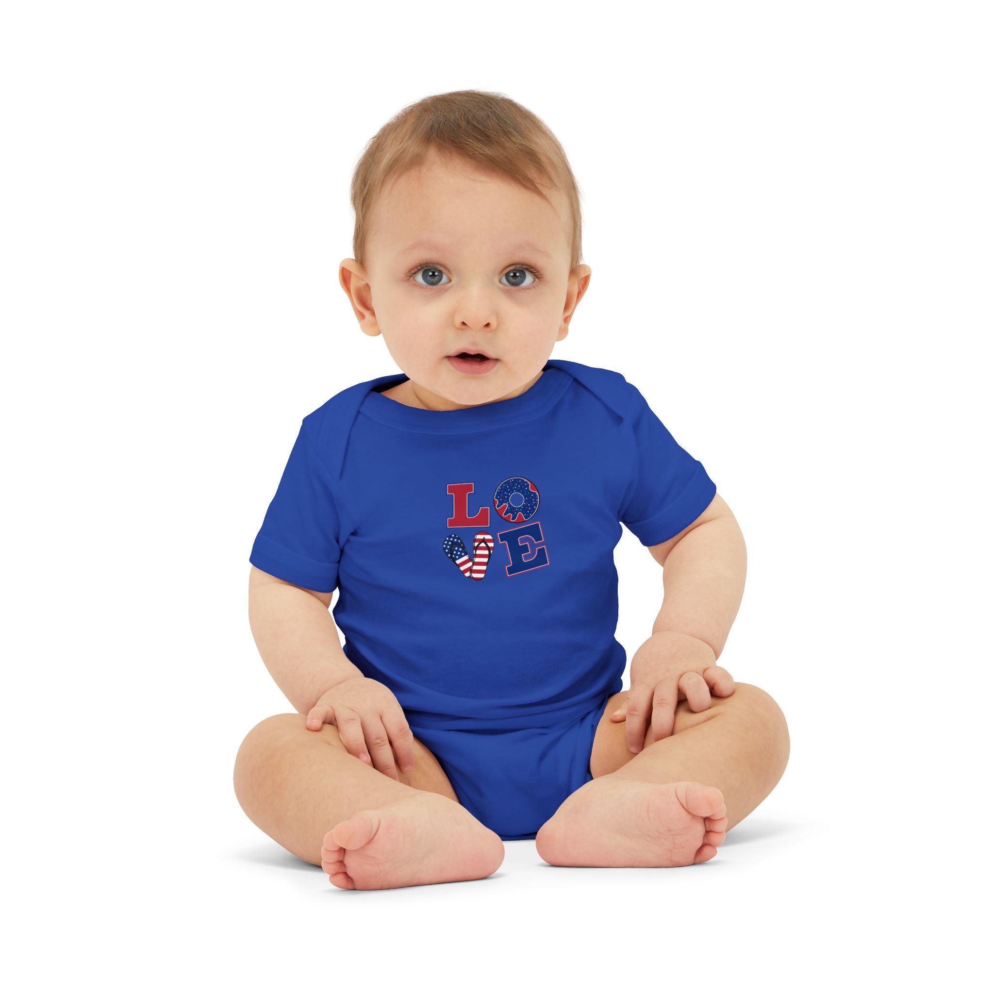 Infant Onesie - "LOVE" Patriotic Heart Baby Bodysuit