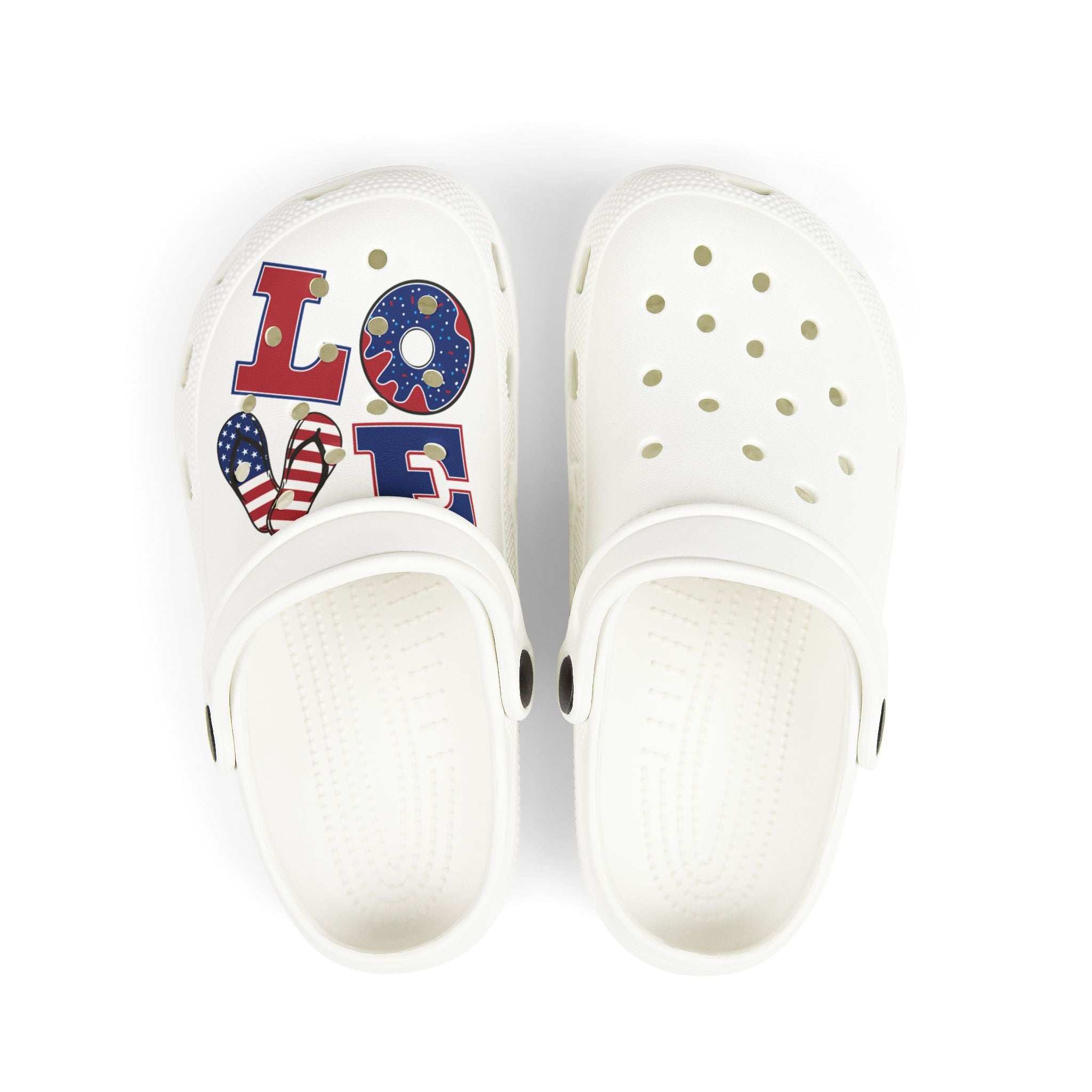 Kids Foam Clogs — "LOVE" Patriotic USA Heart Design