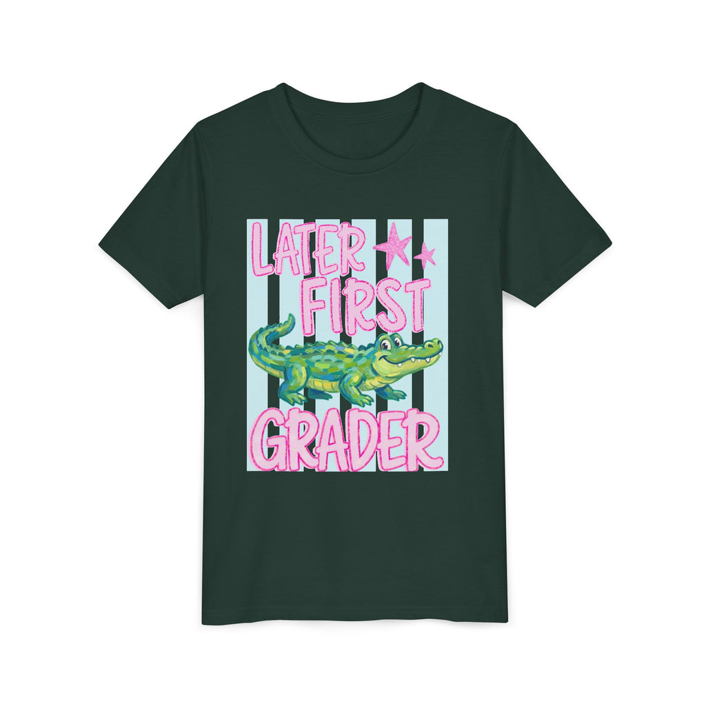 Later First Grader Alligator Youth Tee - Cute Back to School Shirt for Kids