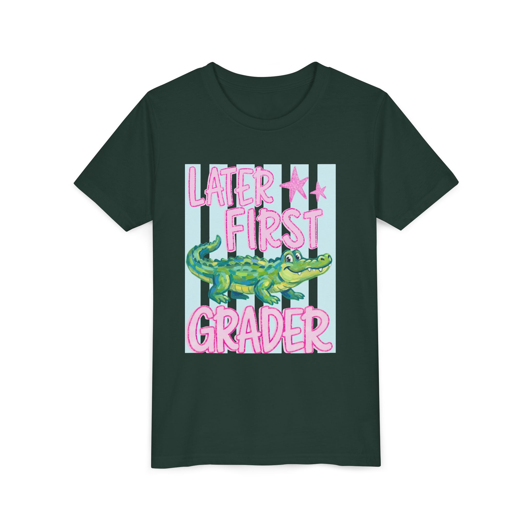 Later First Grader Alligator Youth Tee - Cute Back to School Shirt for Kids