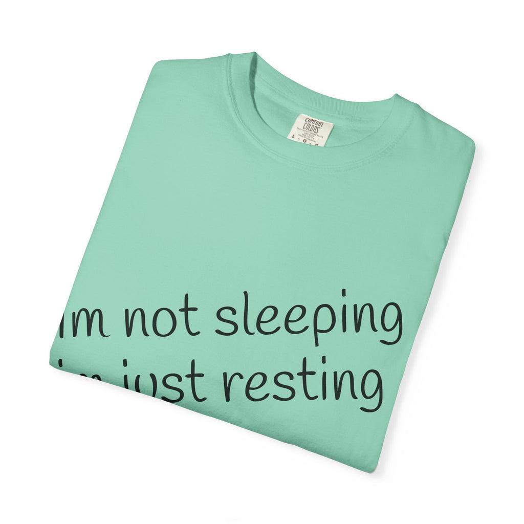 T-Shirt — "I'm Not Sleeping, I'm Just Resting My Eyes" Graphic Tee with Realistic Eyes Back Print