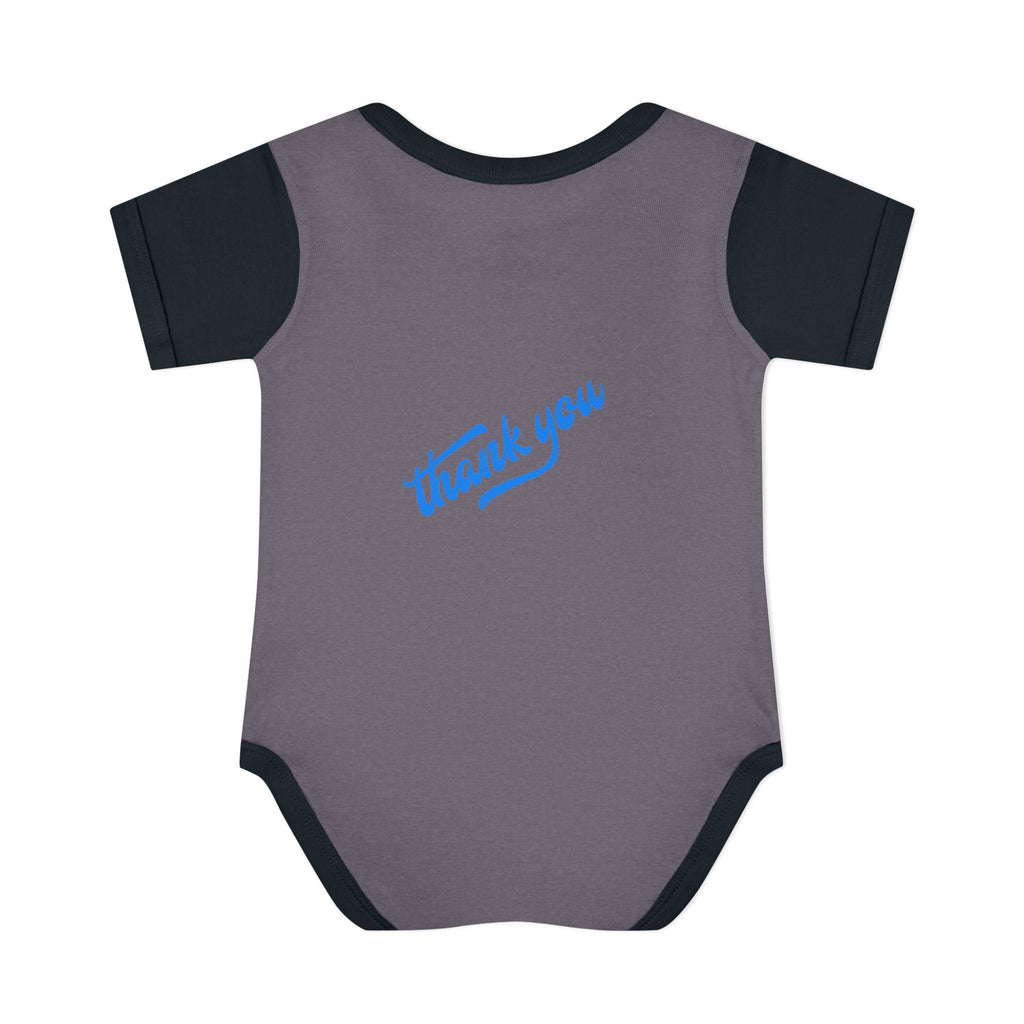 Infant Bodysuit — "Hey Baby Here, Watch Your Language" Cute Newborn Onesie (Back ‘Thank You’)