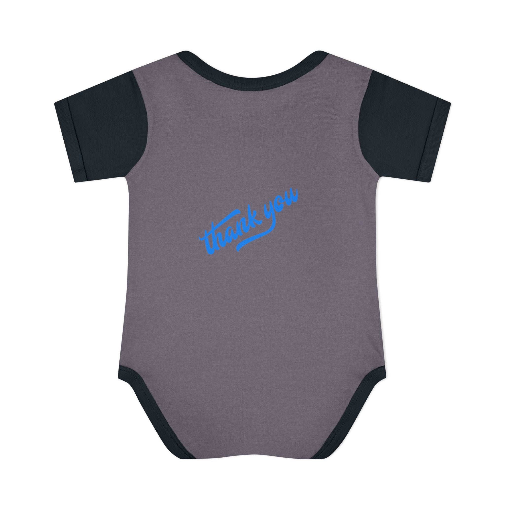Infant Bodysuit — "Hey Baby Here, Watch Your Language" Cute Newborn Onesie (Back ‘Thank You’)