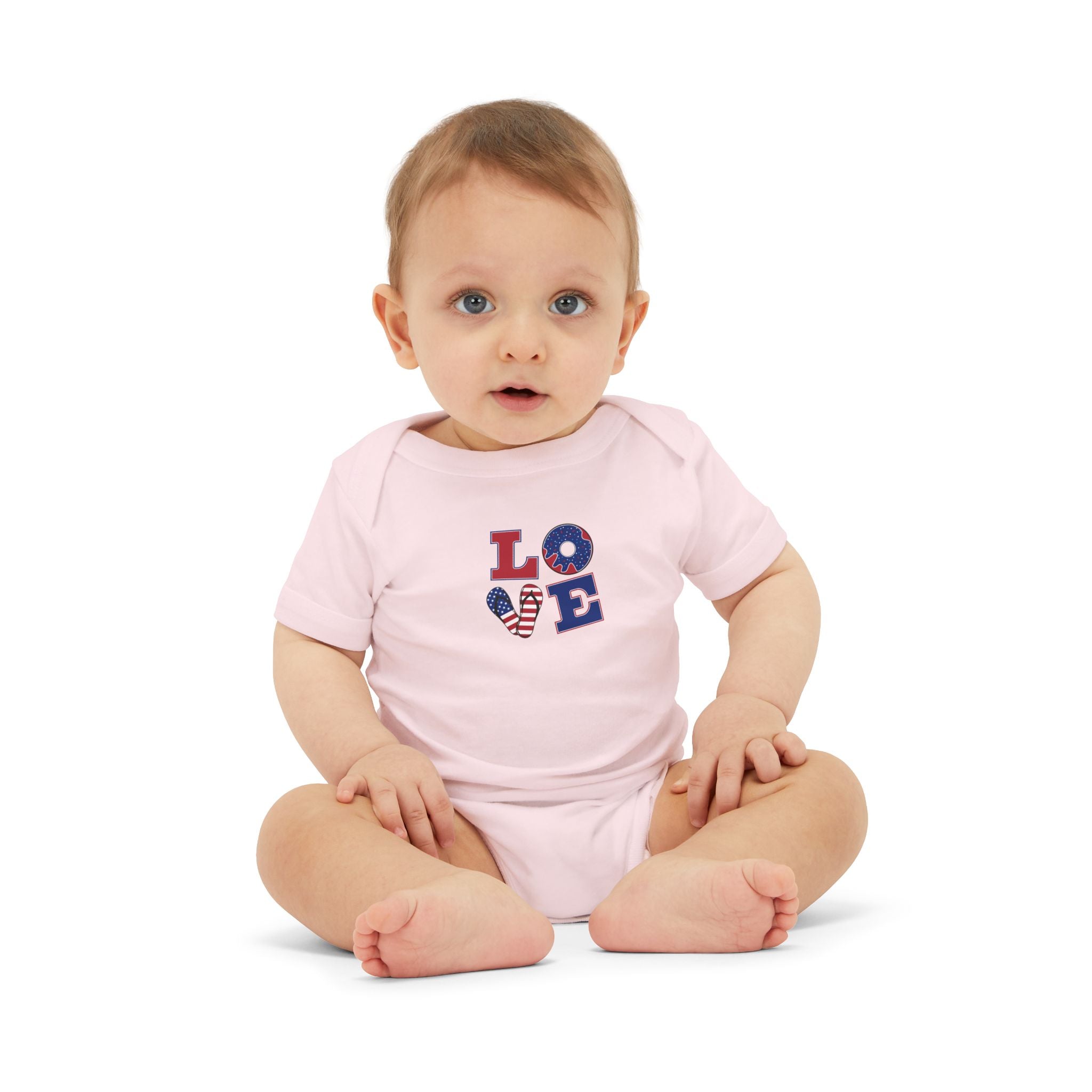 Infant Onesie - "LOVE" Patriotic Heart Baby Bodysuit
