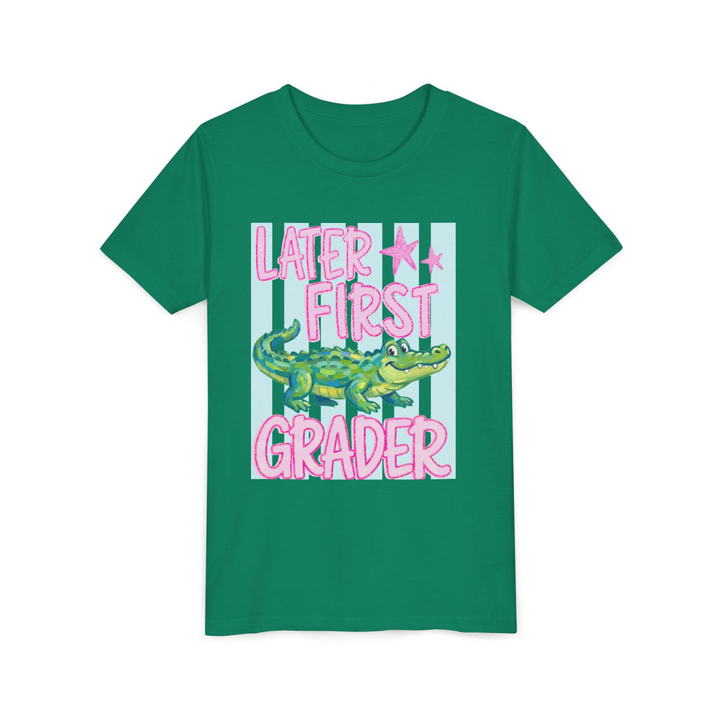 Later First Grader Alligator Youth Tee - Cute Back to School Shirt for Kids