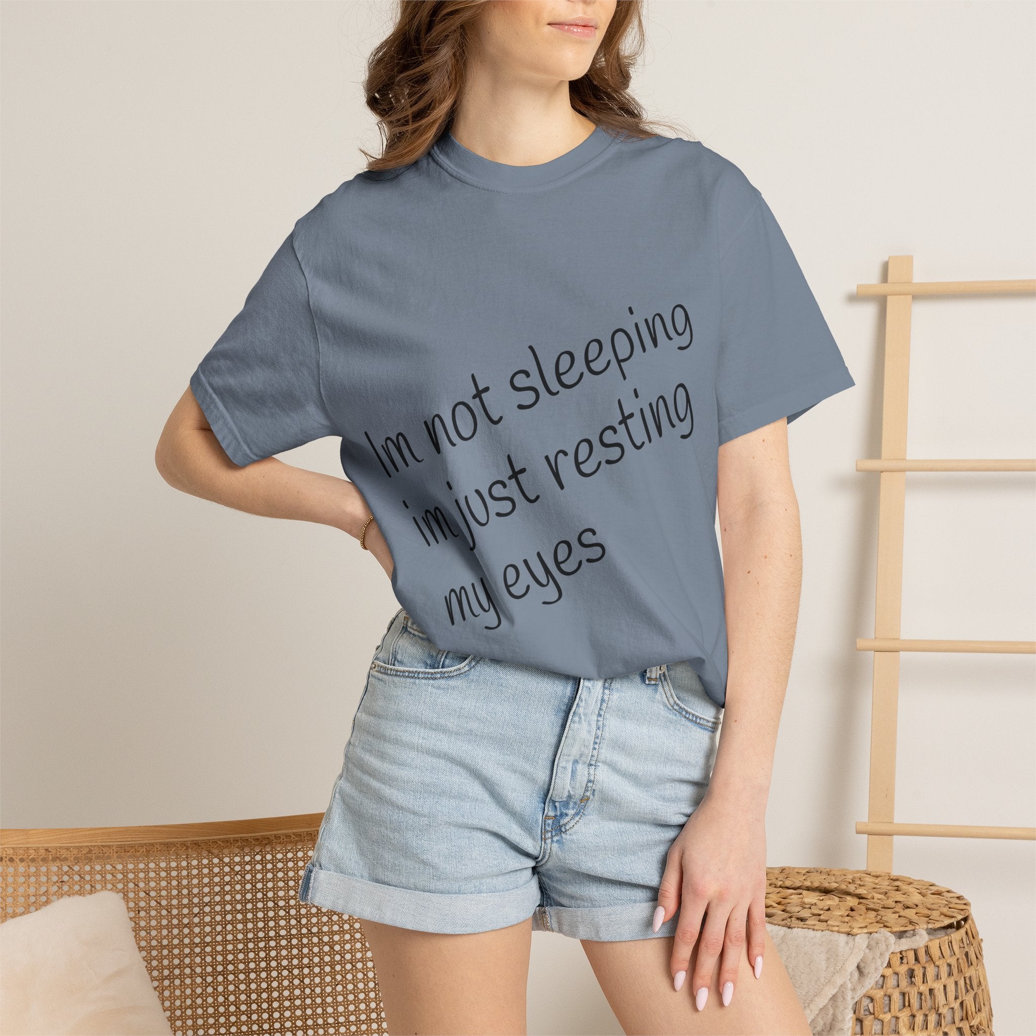 T-Shirt — "I'm Not Sleeping, I'm Just Resting My Eyes" Graphic Tee with Realistic Eyes Back Print