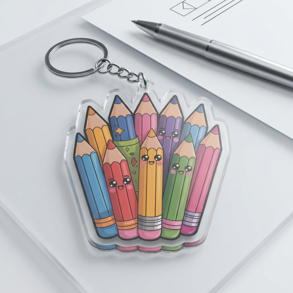 Cute Kawaii Colored Pencils Acrylic Statue — Custom Cut Desk Decor