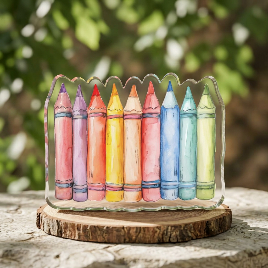Crayon Watercolor Sticker — Colorful School Supply Decal for Teachers, Kids & Back-to-School Gifts