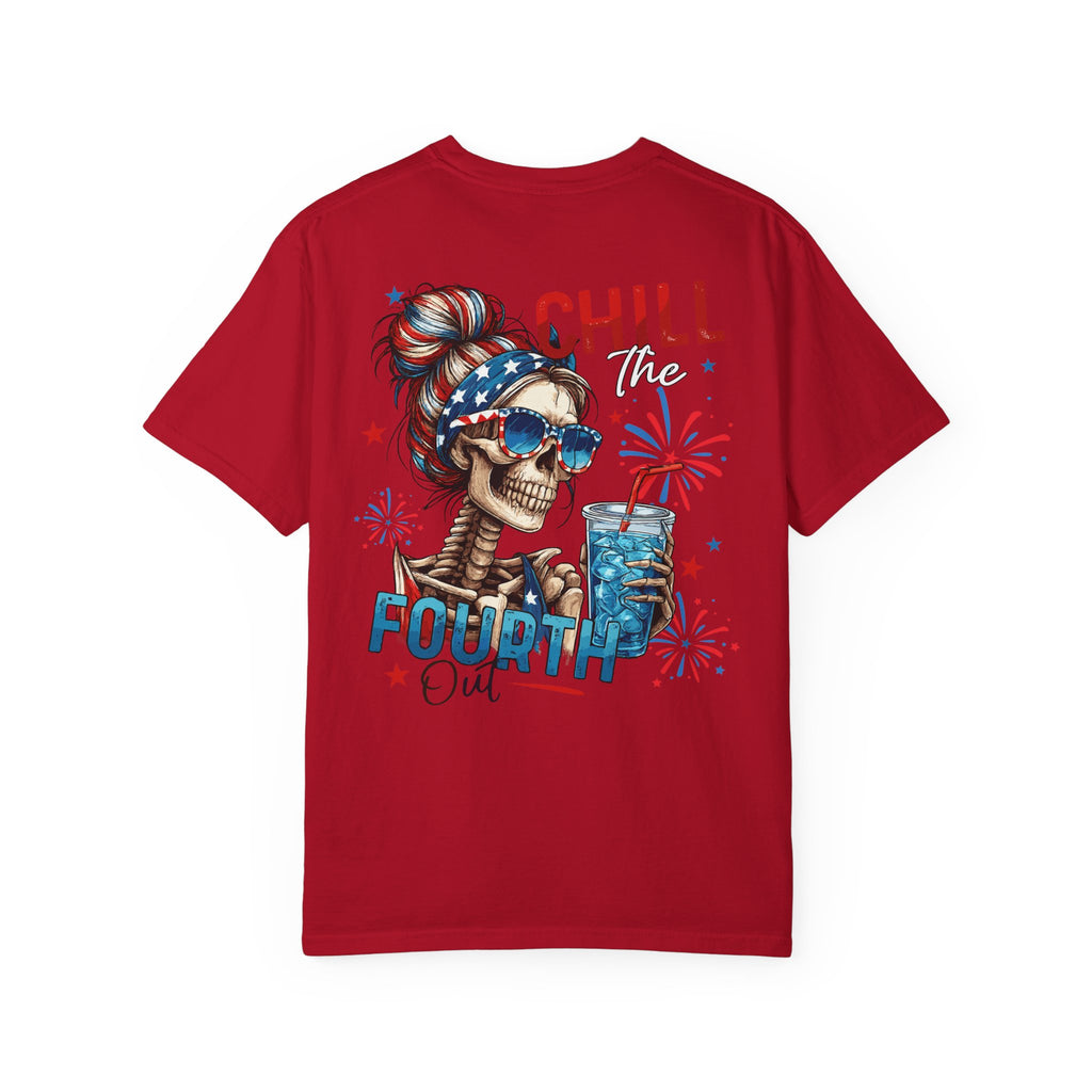 Fourth of July Skull T-Shirt — "Chill the Fourth Out" Patriotic Skeleton Tee