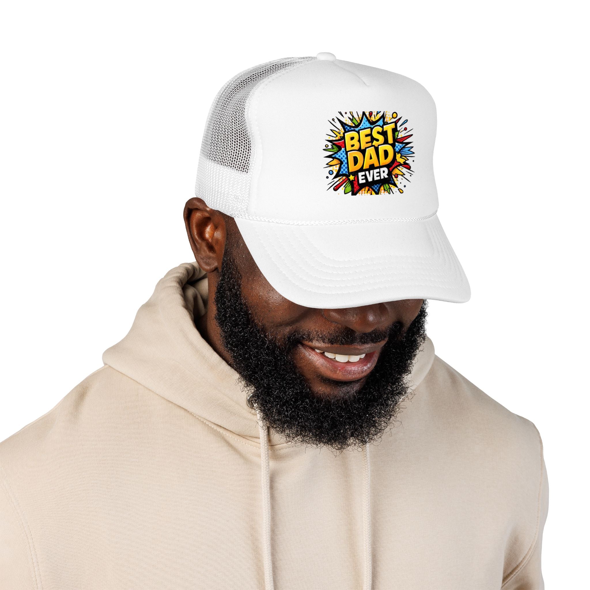 Best Dad Ever Foam Trucker Hat Comic Pop Art  Father's Day