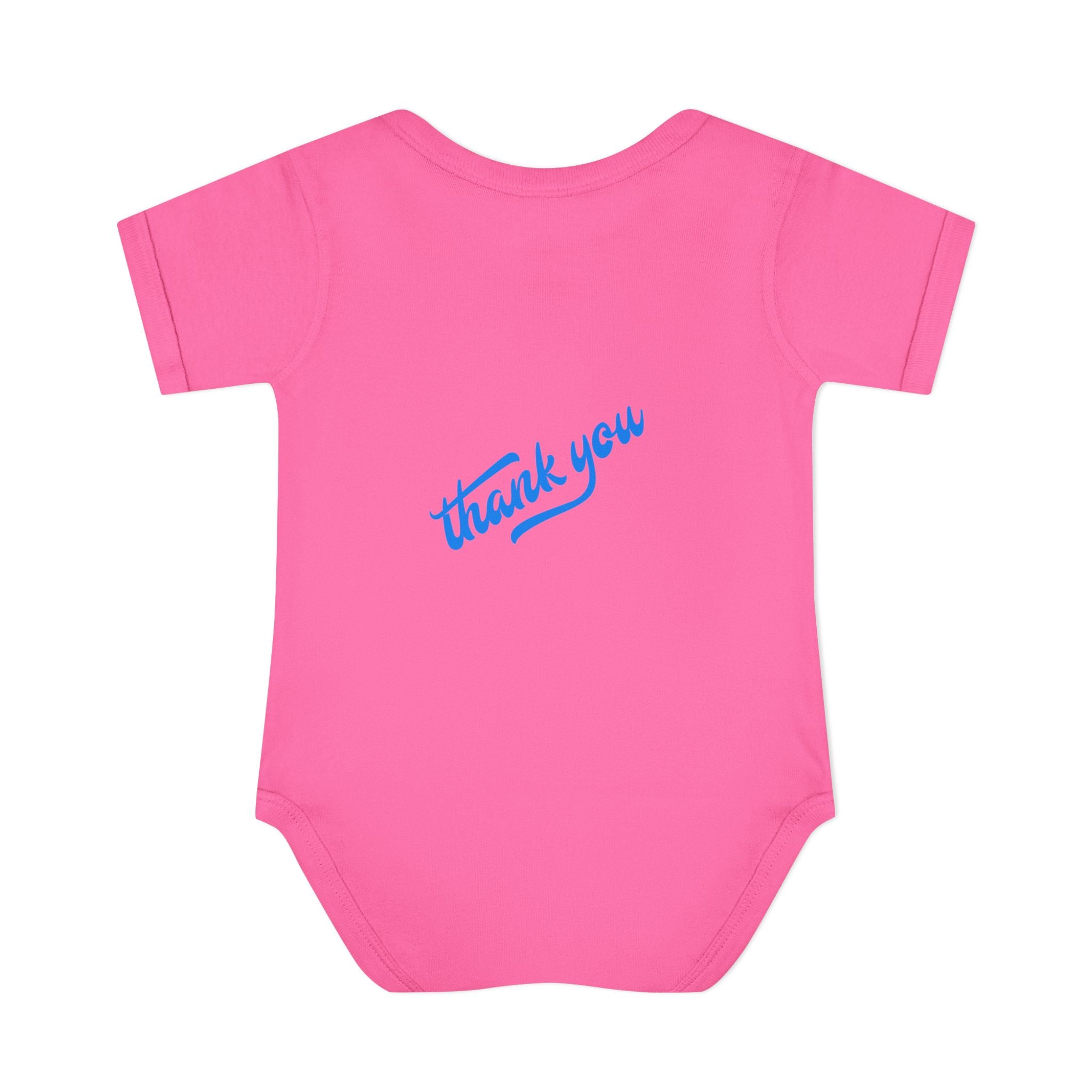 Infant Bodysuit — "Hey Baby Here, Watch Your Language" Cute Newborn Onesie (Back ‘Thank You’)