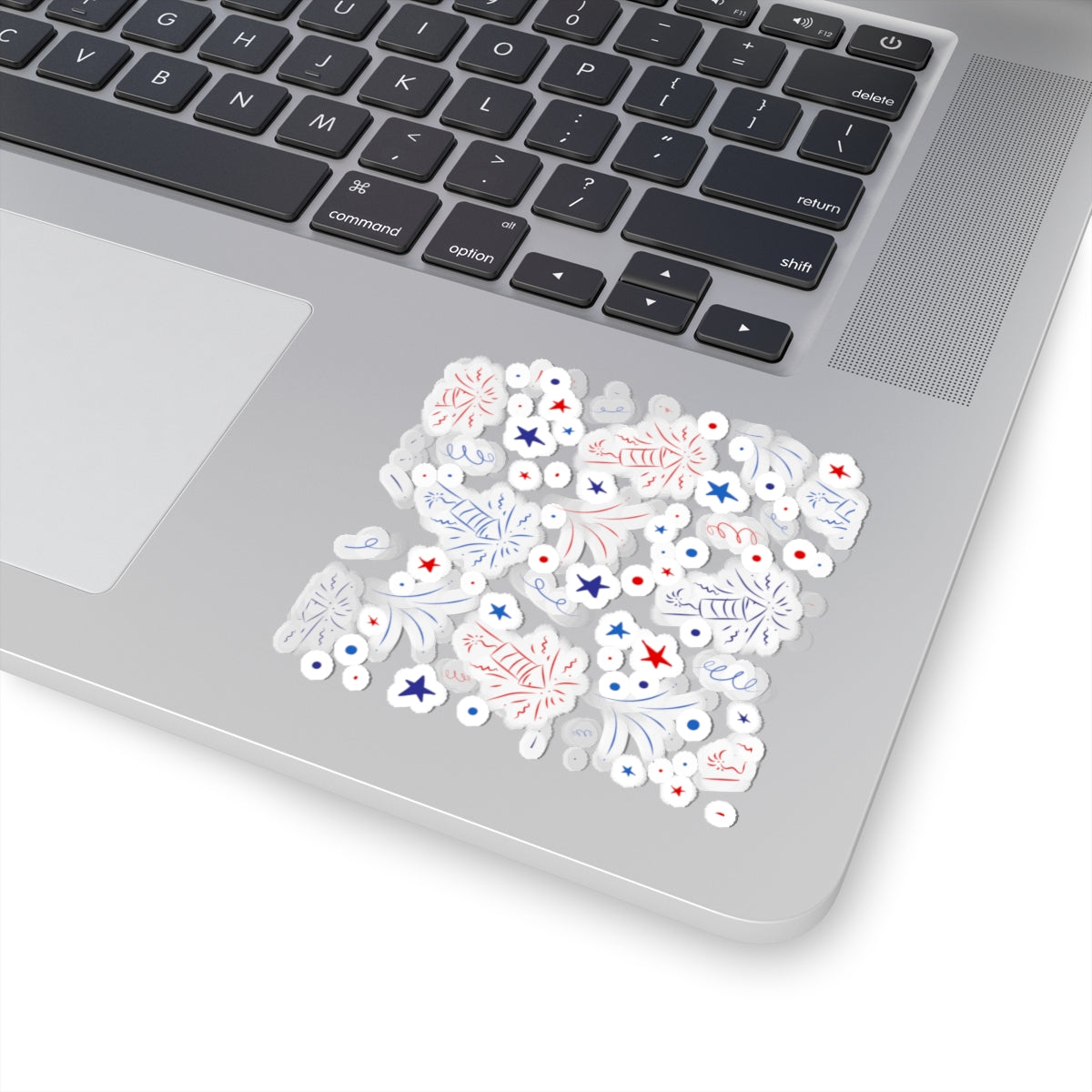 Patriotic Fireworks Kiss-Cut Sticker Sheet — Red, White & Blue Confetti Decals