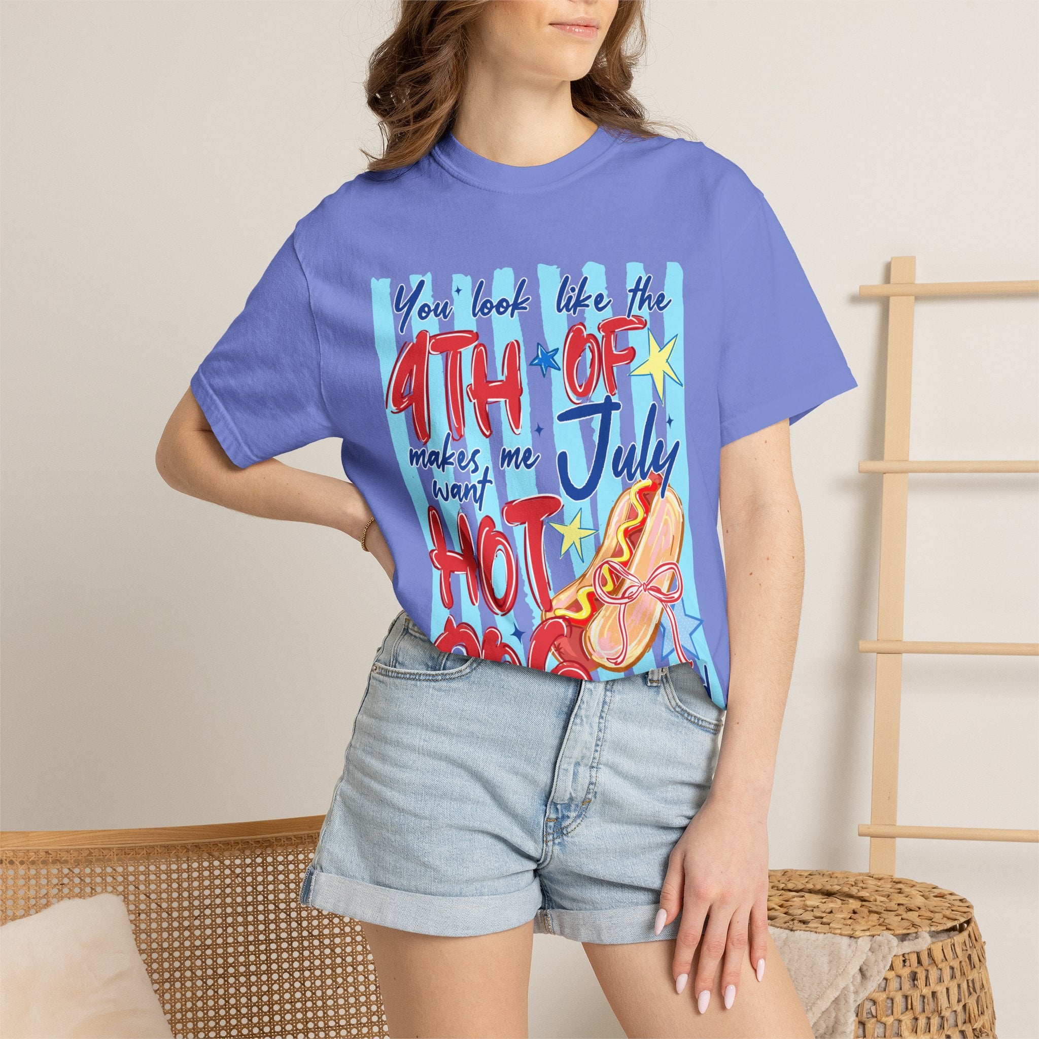 4th of July Hot Dog Graphic T-Shirt