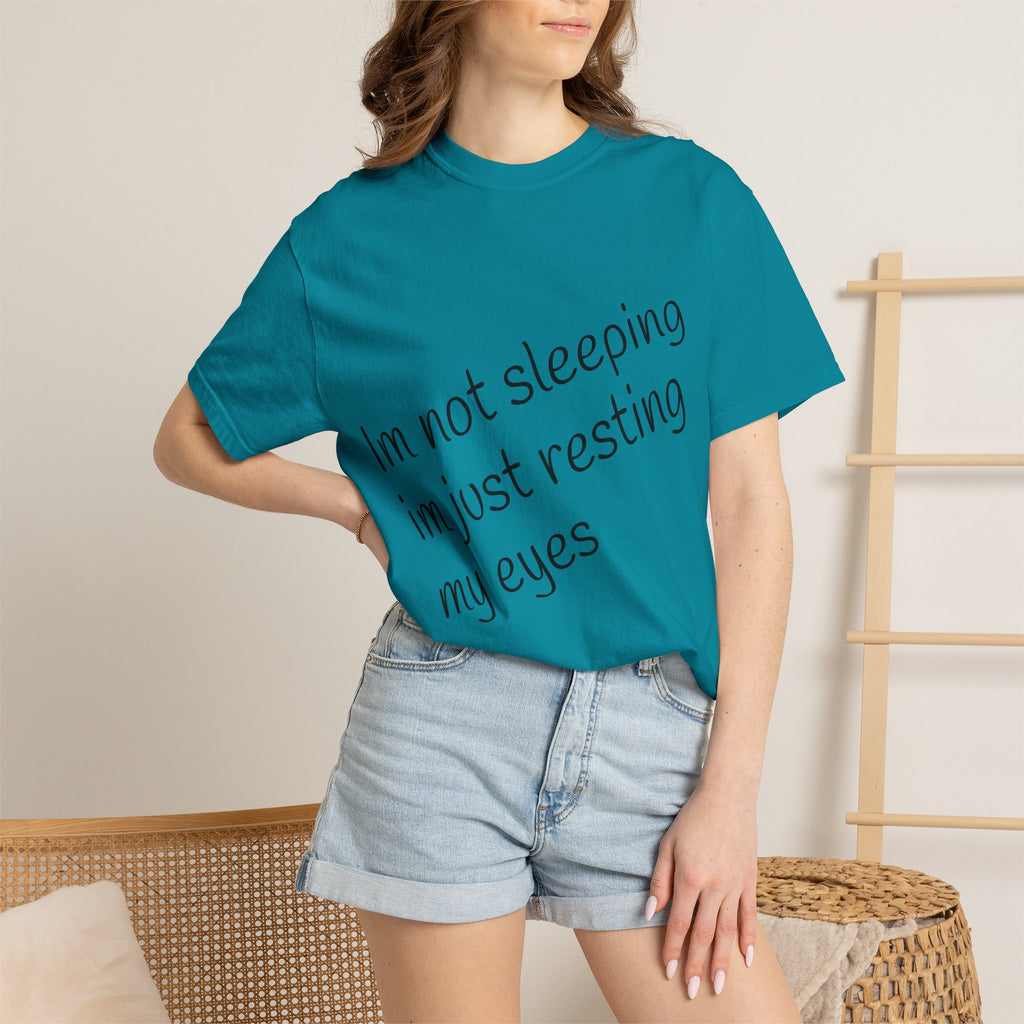 T-Shirt — "I'm Not Sleeping, I'm Just Resting My Eyes" Graphic Tee with Realistic Eyes Back Print