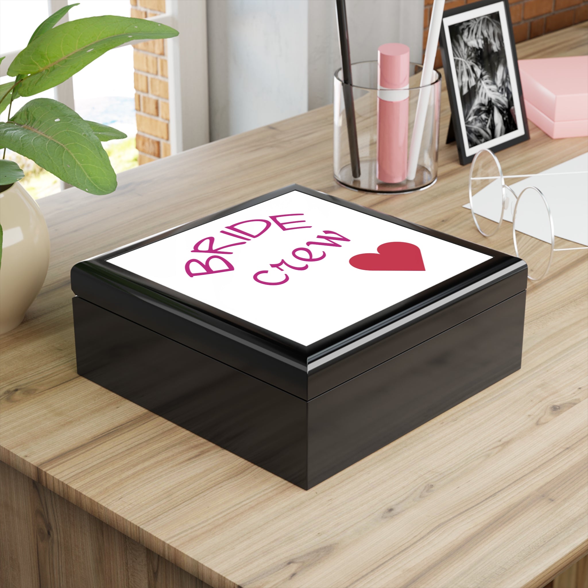 Jewelry Box — "Bride Crew" Heart Bridal Keepsake Box