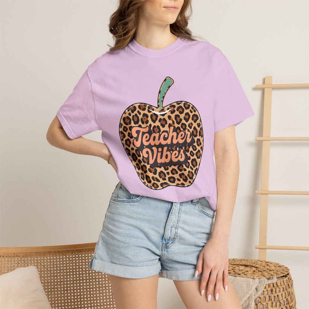 Teacher Vibes Leopard Apple T-Shirt
