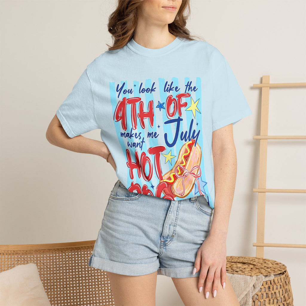 4th of July Hot Dog Graphic T-Shirt