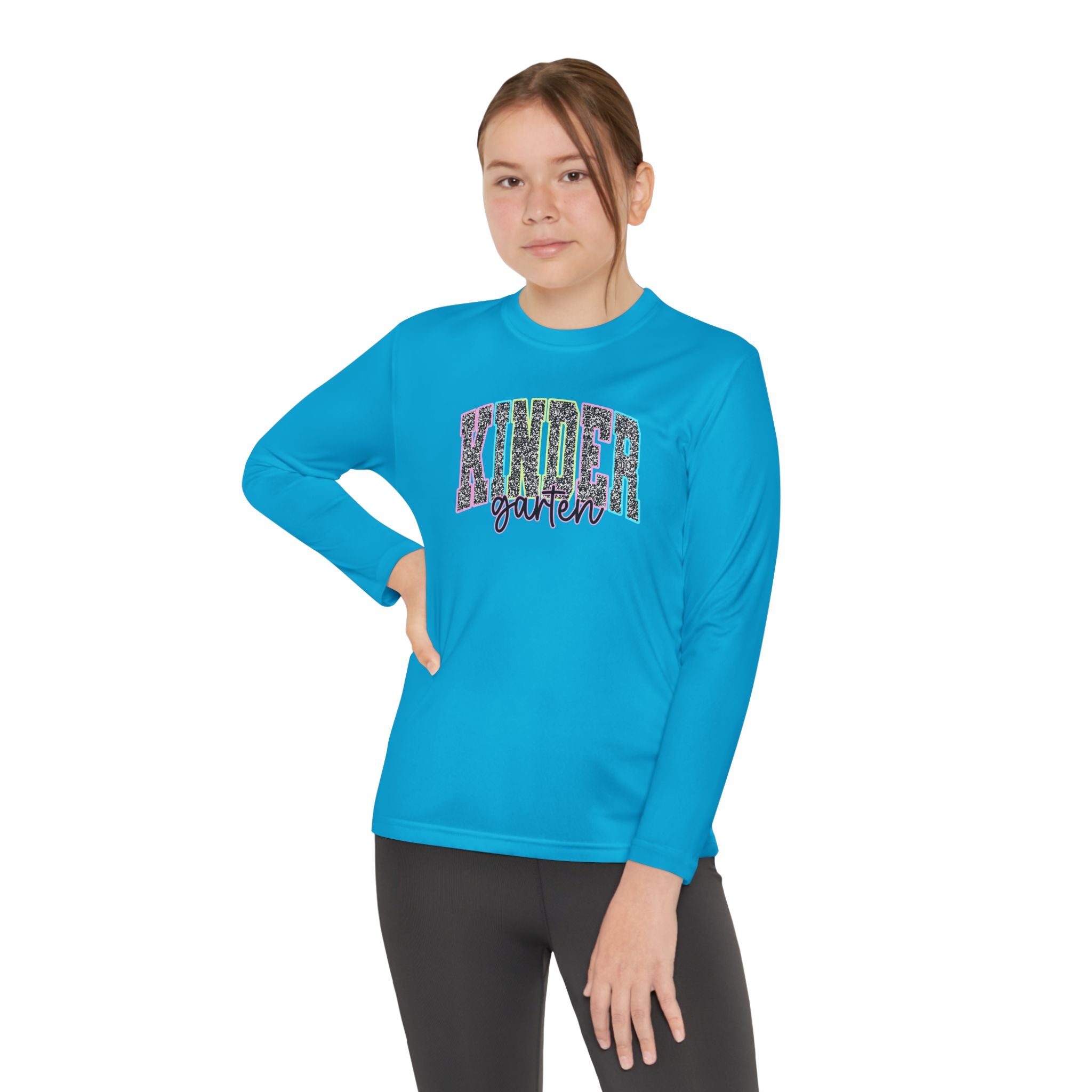 Kinder Garden Youth Long Sleeve Tee — Colorful Leopard Print Graphic