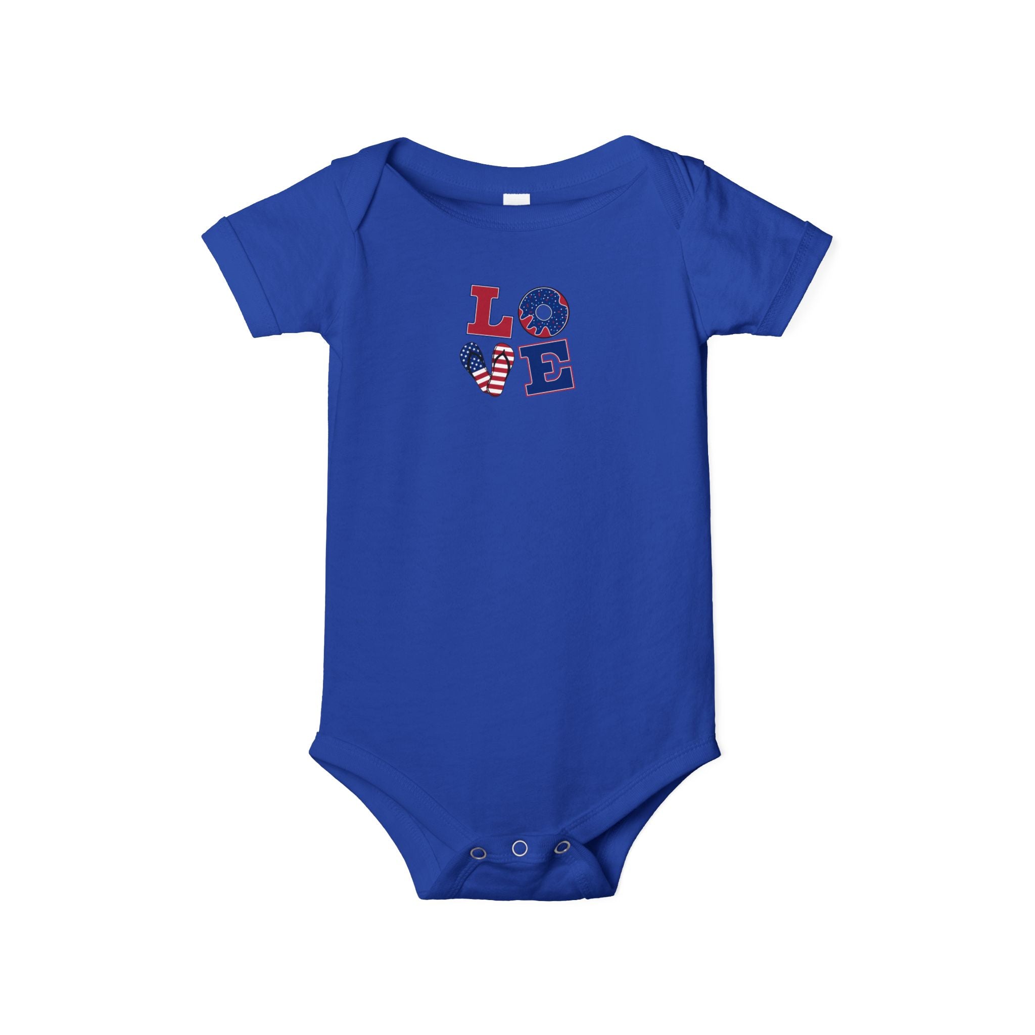 Infant Onesie - "LOVE" Patriotic Heart Baby Bodysuit