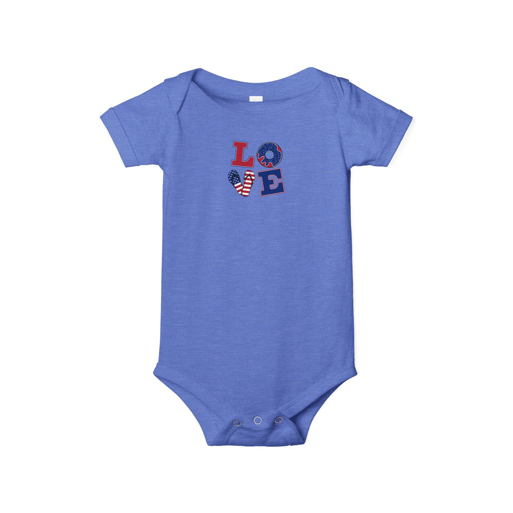 Infant Onesie - "LOVE" Patriotic Heart Baby Bodysuit