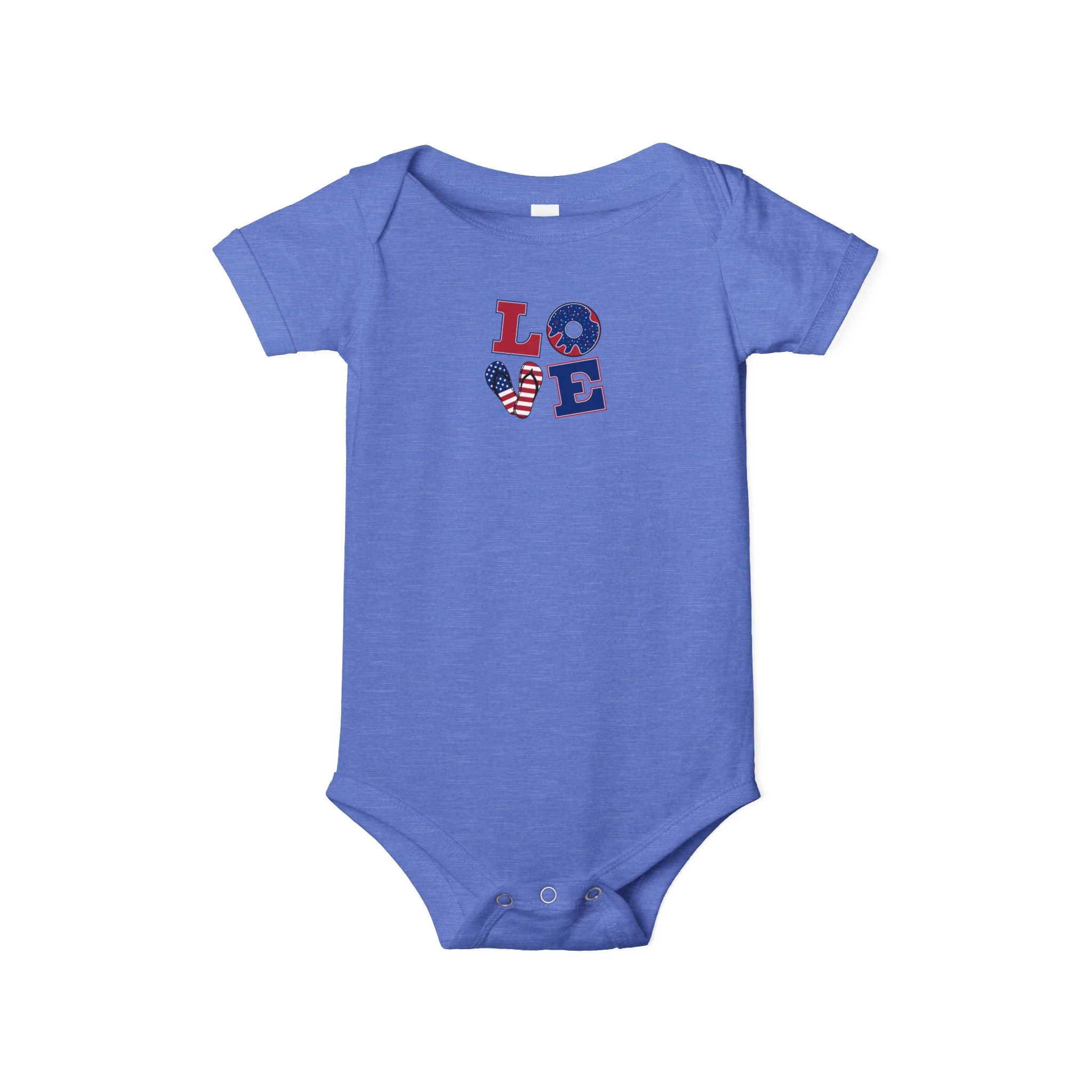 Infant Onesie - "LOVE" Patriotic Heart Baby Bodysuit