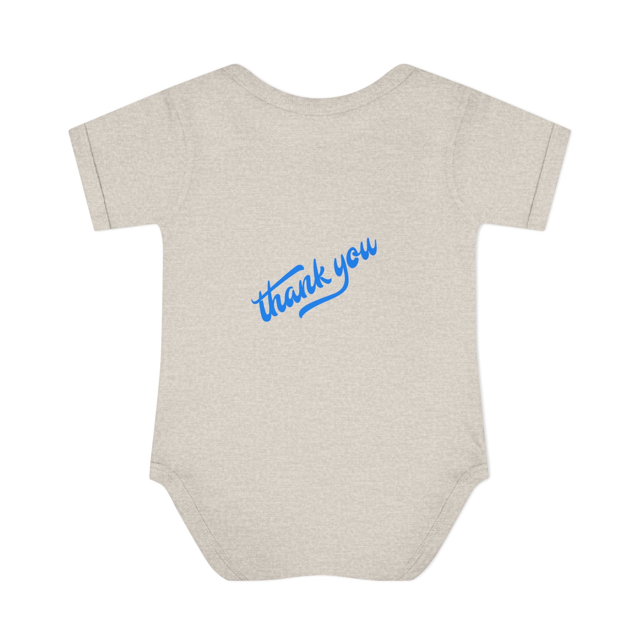 Infant Bodysuit — "Hey Baby Here, Watch Your Language" Cute Newborn Onesie (Back ‘Thank You’)