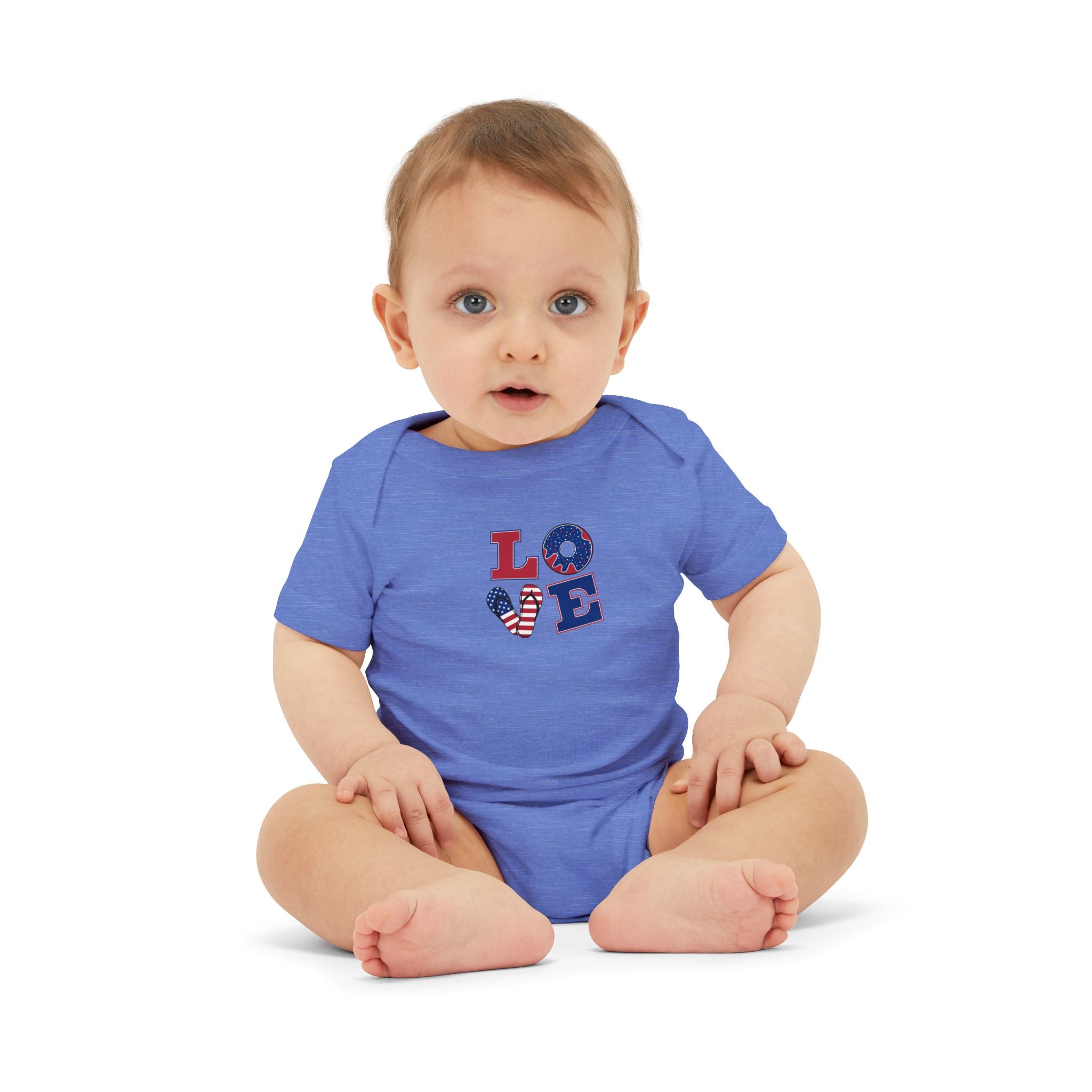 Infant Onesie - "LOVE" Patriotic Heart Baby Bodysuit