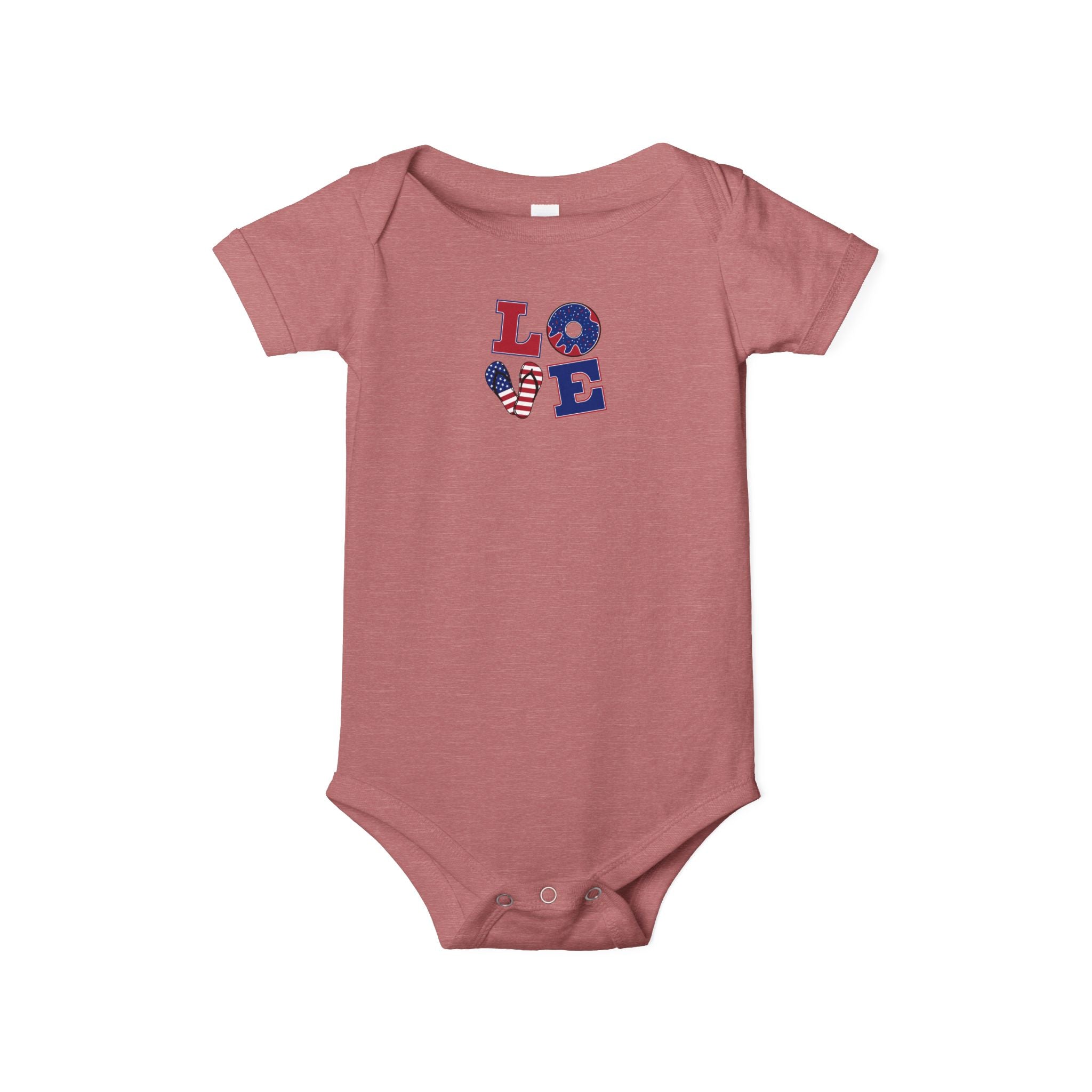 Infant Onesie - "LOVE" Patriotic Heart Baby Bodysuit