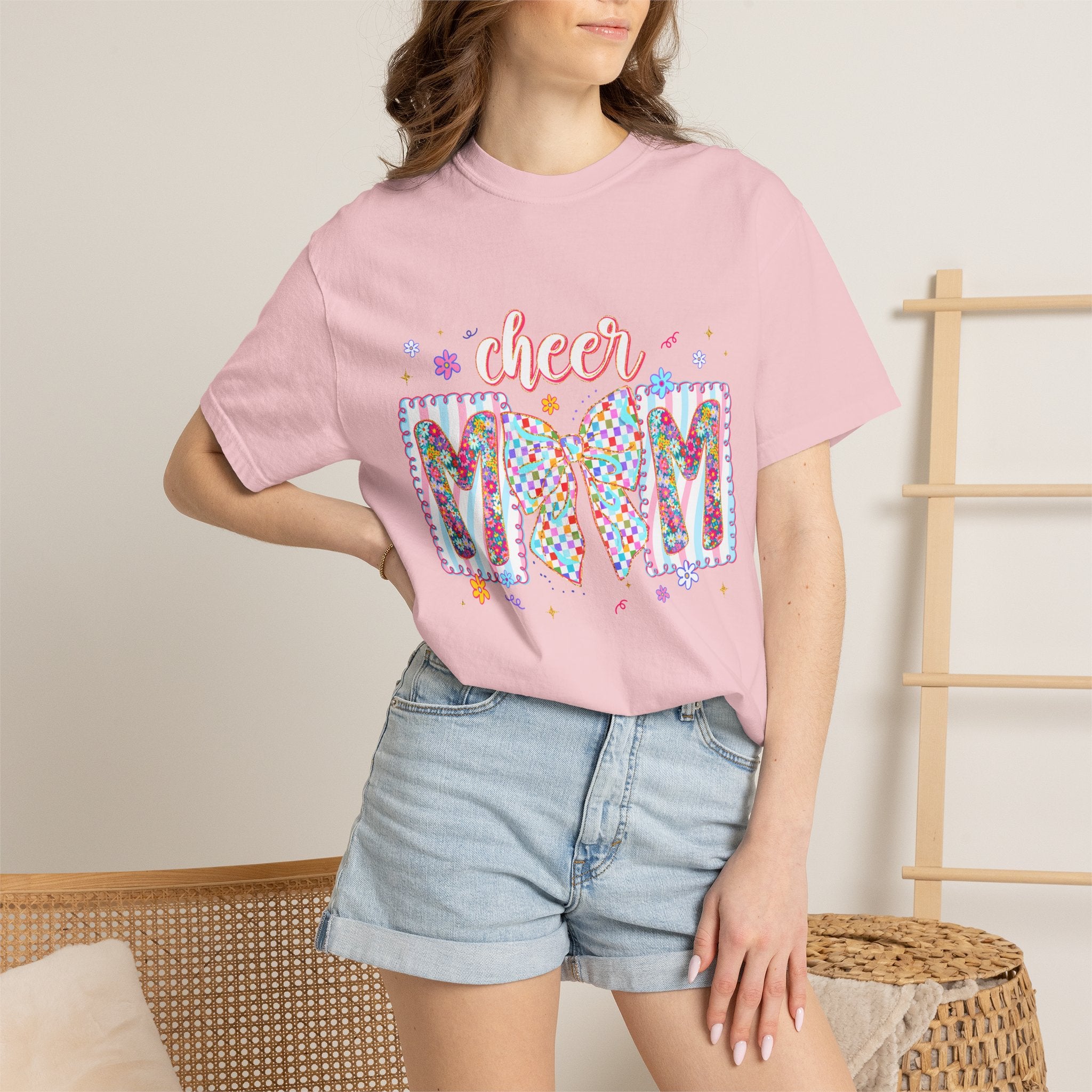 Cheer Mom T-Shirt — Colorful Pom-Pom Cheerleading Mom Tee