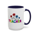 Teacher Floral Accent Coffee Mug — Colorful "TEACHER" Gift (11/15oz)