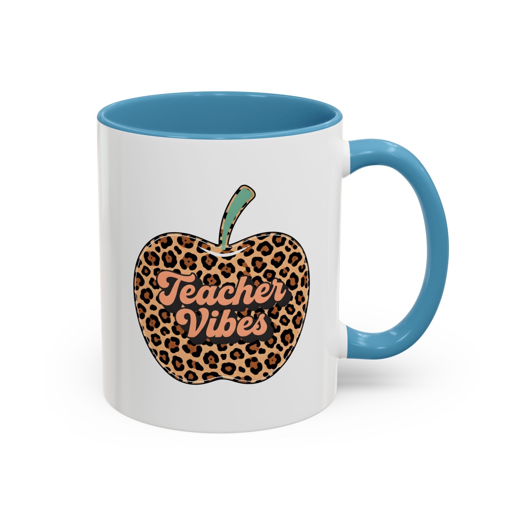 Teacher Vibes Leopard Apple Accent Coffee Mug