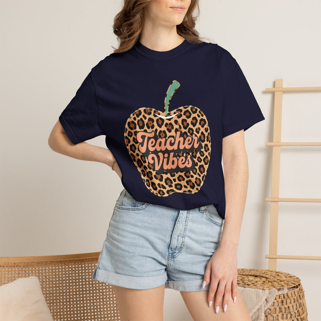 Teacher Vibes Leopard Apple T-Shirt