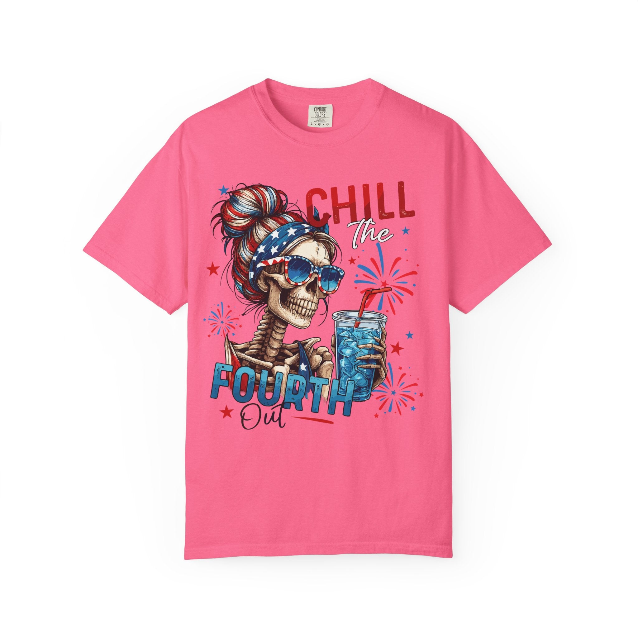 Fourth of July Skull T-Shirt — "Chill the Fourth Out" Patriotic Graphic Tee