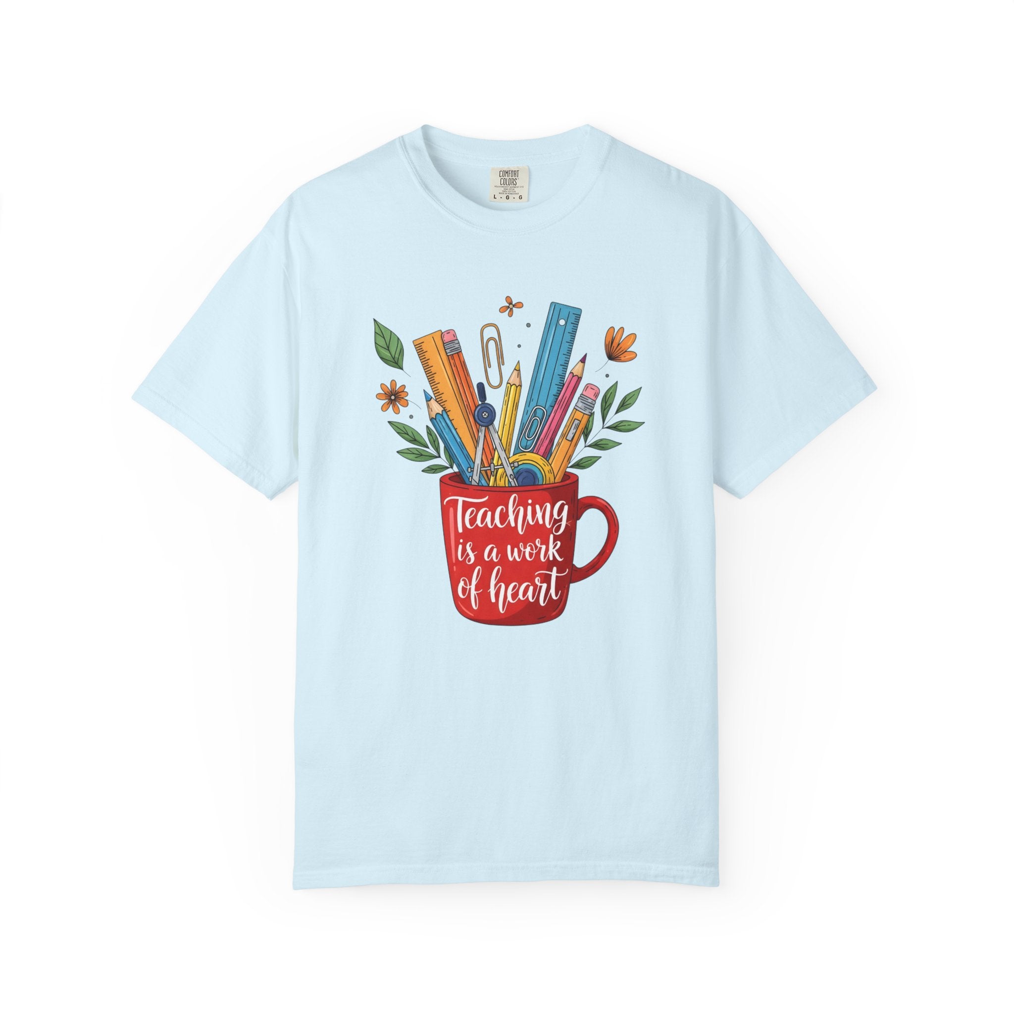 Teacher Mug Graphic T‑Shirt — "Teaching Is a Work of Heart" Back‑to‑School Gift