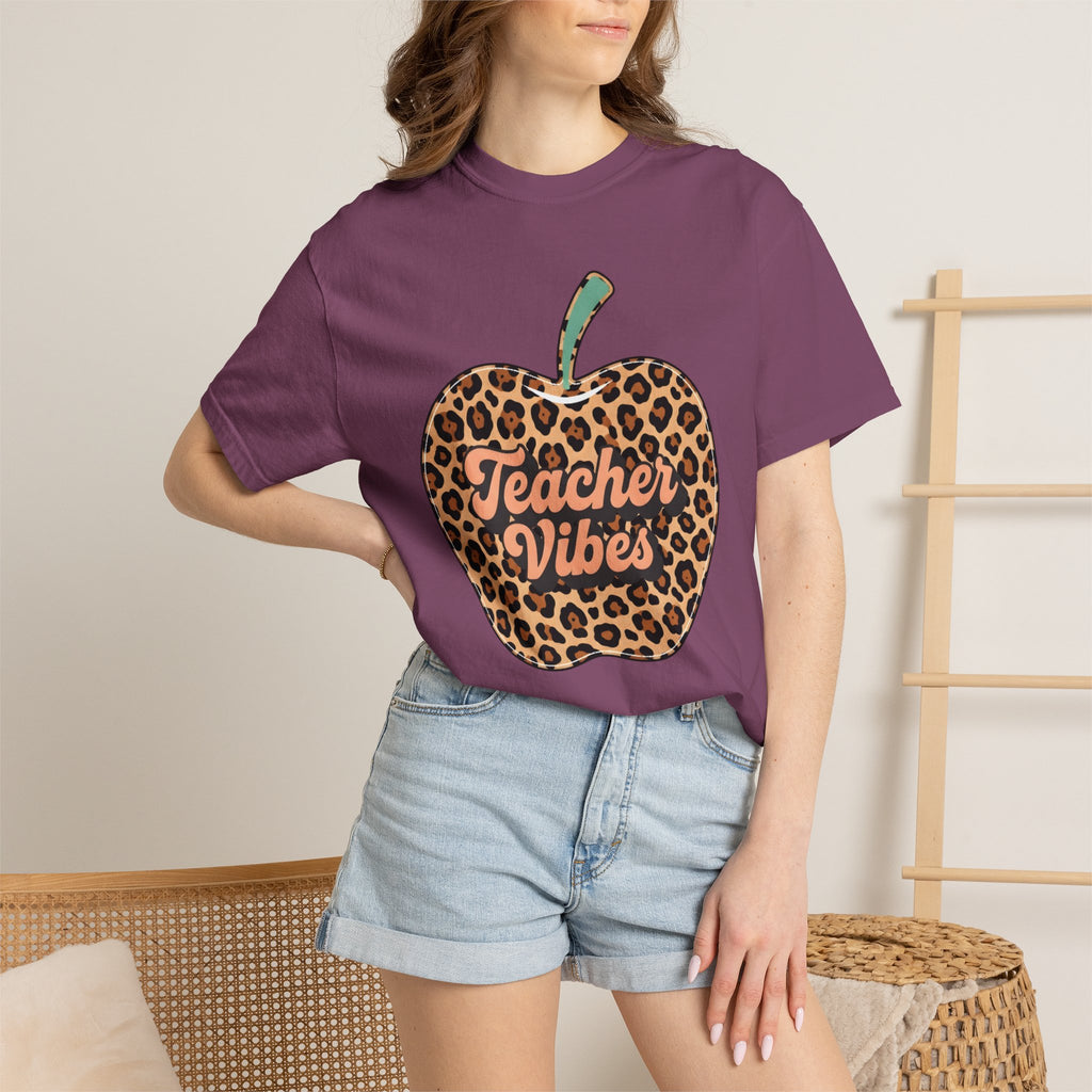 Teacher Vibes Leopard Apple T-Shirt
