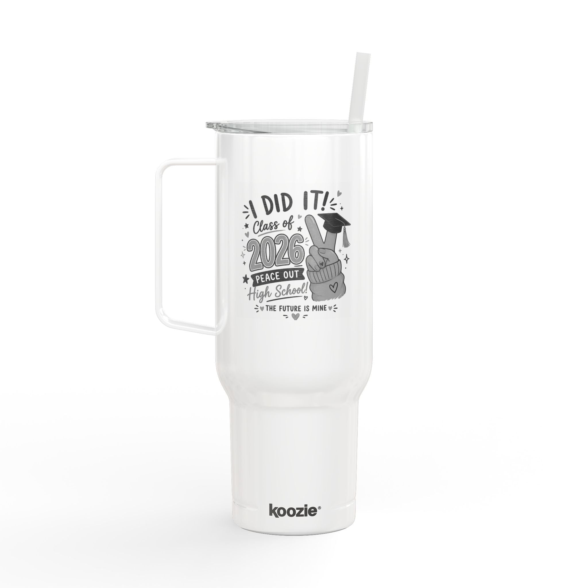 40oz Engraved Graduation Tumbler with Lid — "I DID IT! Class of 2026"