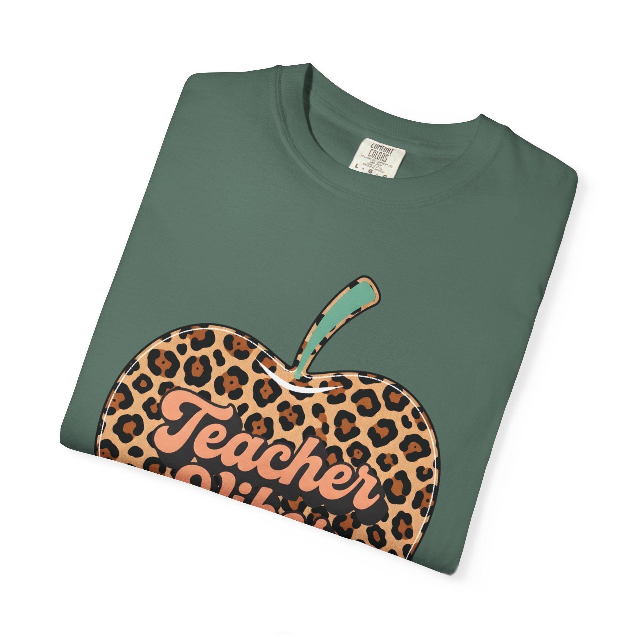 Teacher Vibes Leopard Apple T-Shirt
