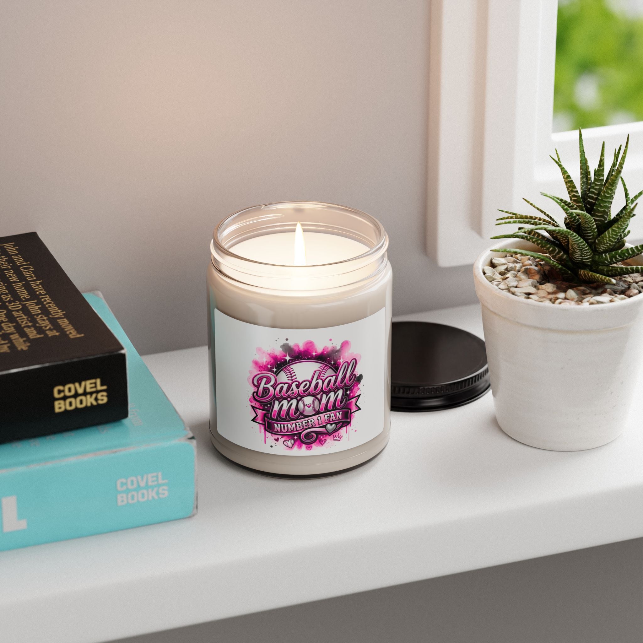 Baseball Mom Soy Candle — Scented 9oz Jar ("Baseball Mom: Number 1 Fan")