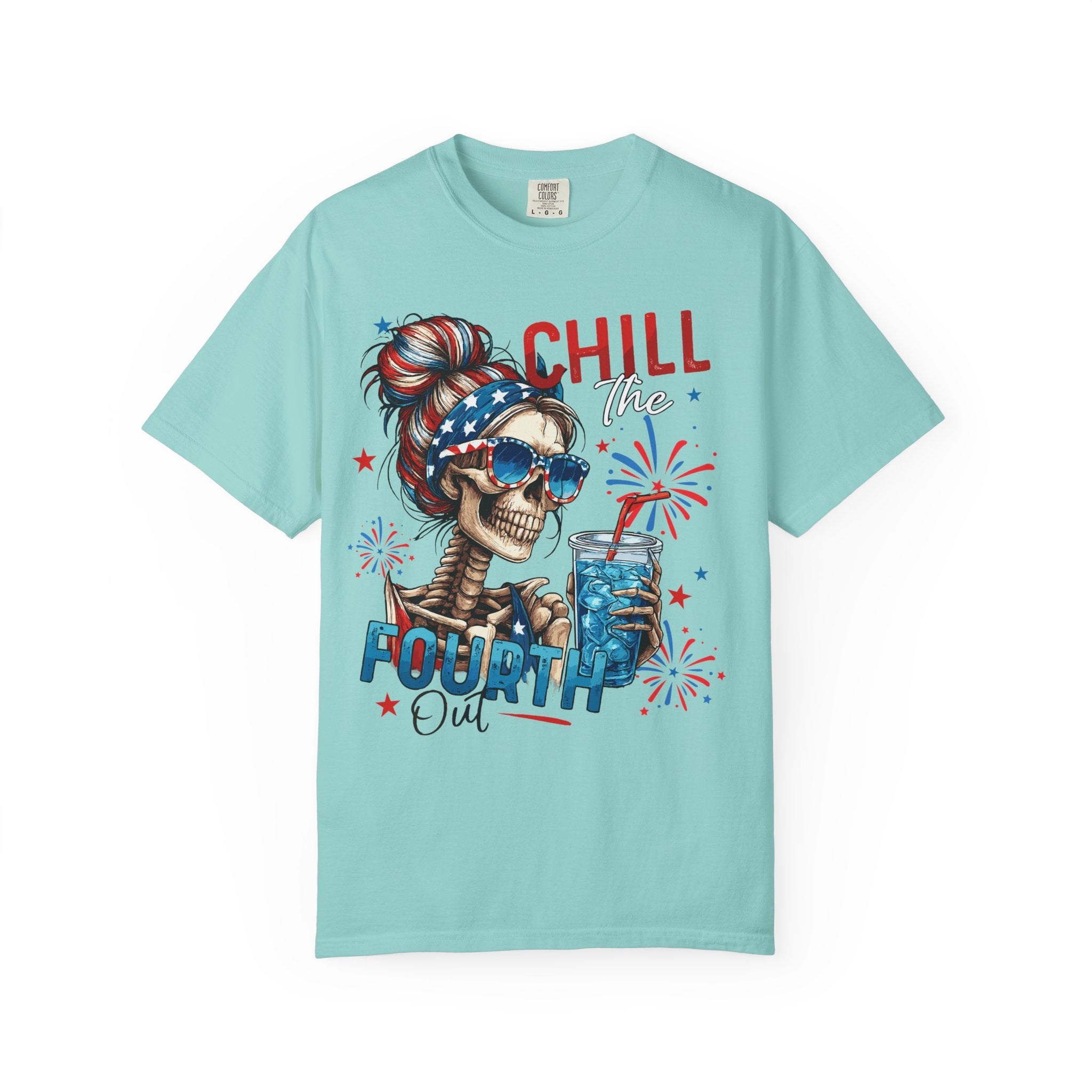 Fourth of July Skull T-Shirt — "Chill the Fourth Out" Patriotic Graphic Tee