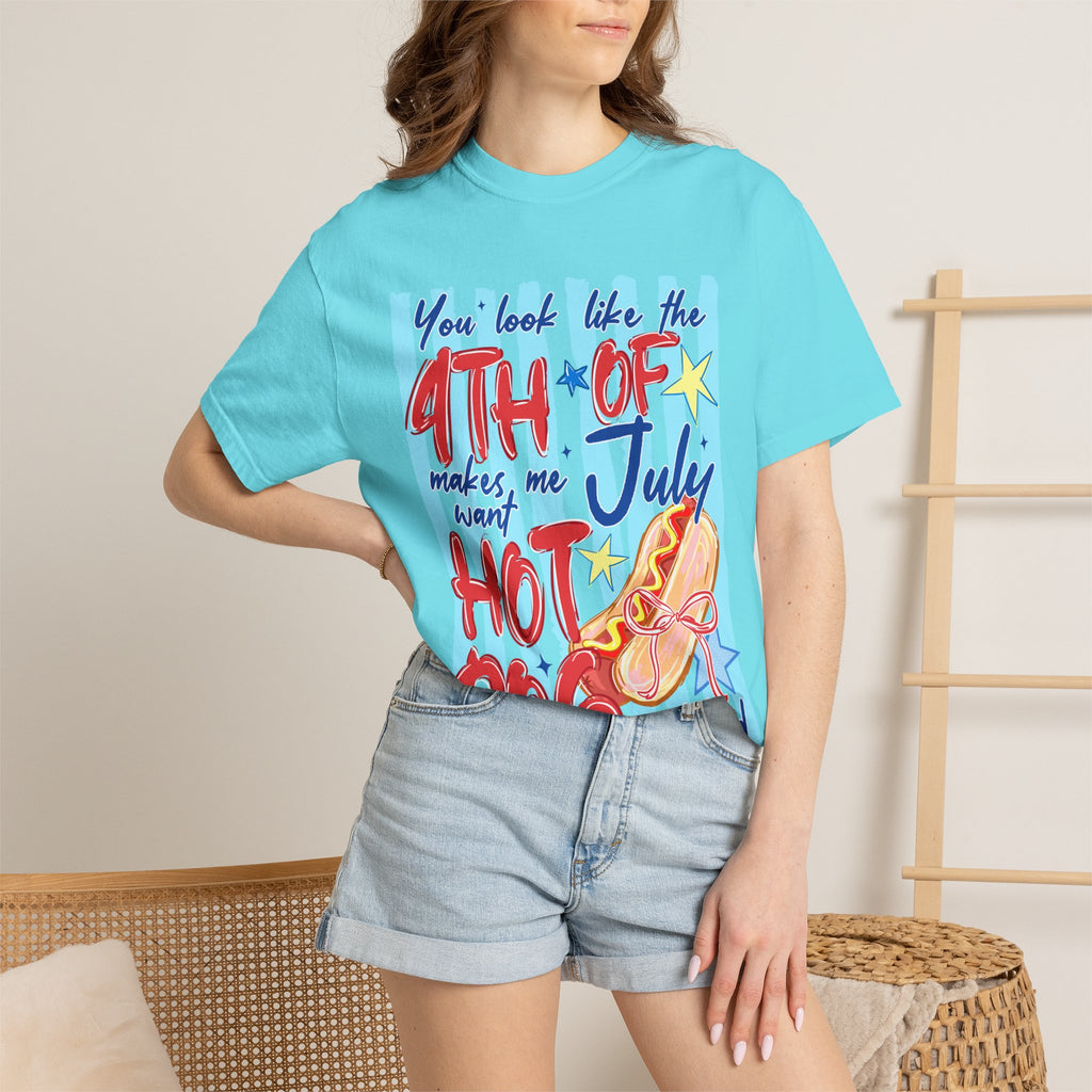 4th of July Hot Dog Graphic T-Shirt