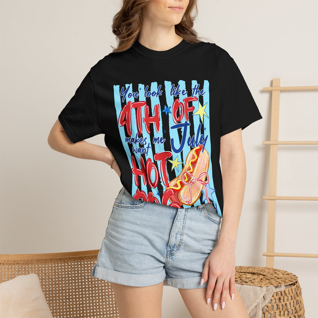 4th of July Hot Dog Graphic T-Shirt