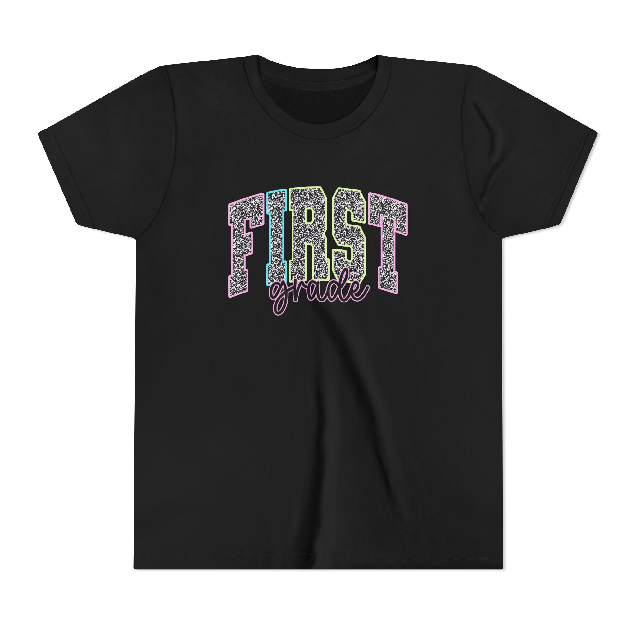 First Grade Youth Tee — Glitter Leopard 'FIRST grade' Back-to-School Shirt