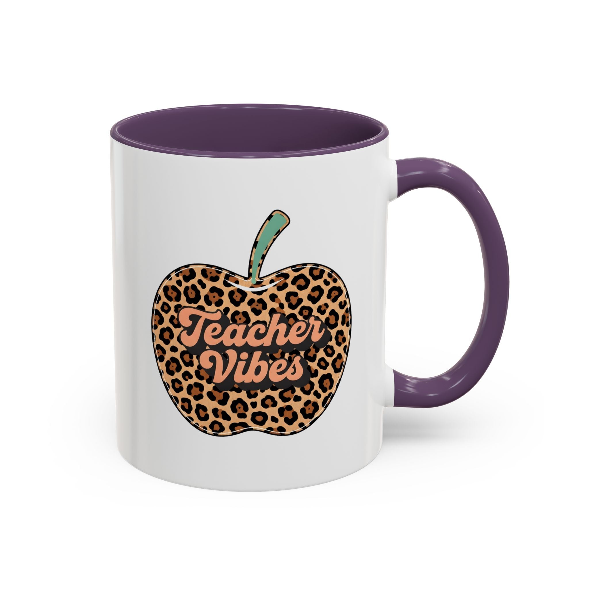 Teacher Vibes Leopard Apple Accent Coffee Mug