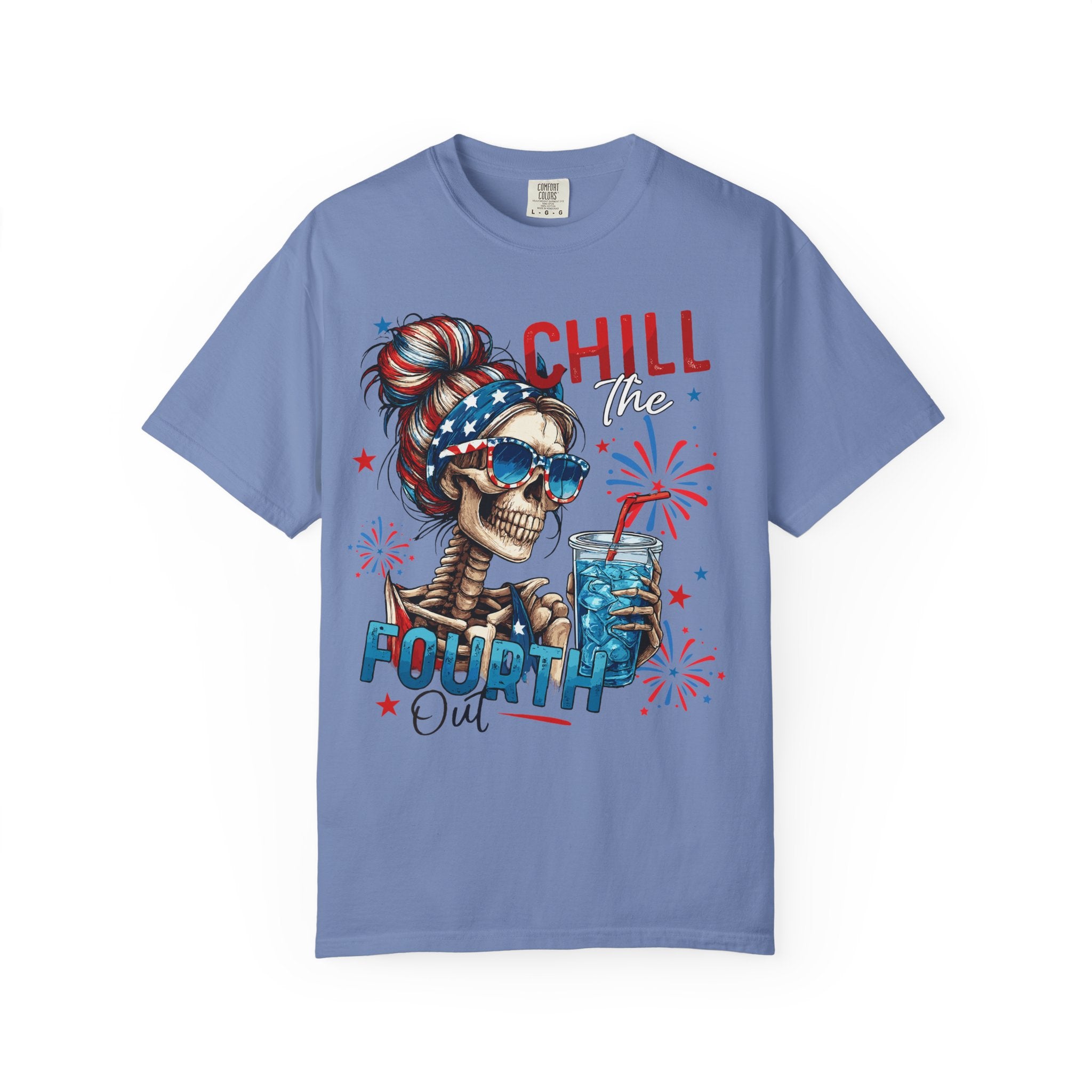 Fourth of July Skull T-Shirt — "Chill the Fourth Out" Patriotic Graphic Tee