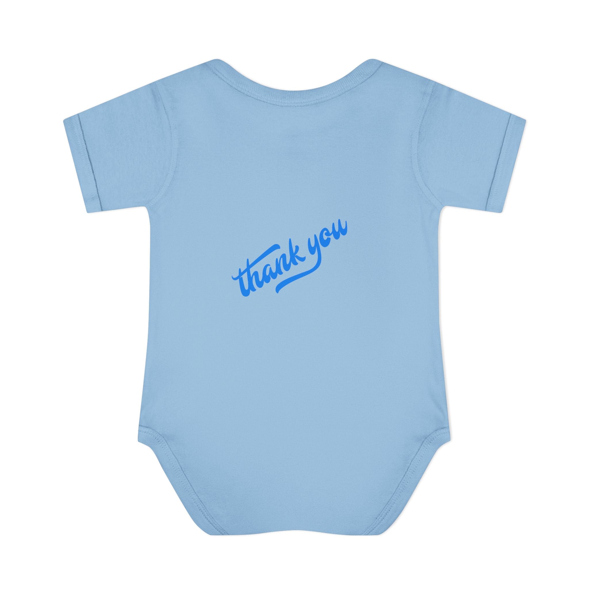 Infant Bodysuit — "Hey Baby Here, Watch Your Language" Cute Newborn Onesie (Back ‘Thank You’)