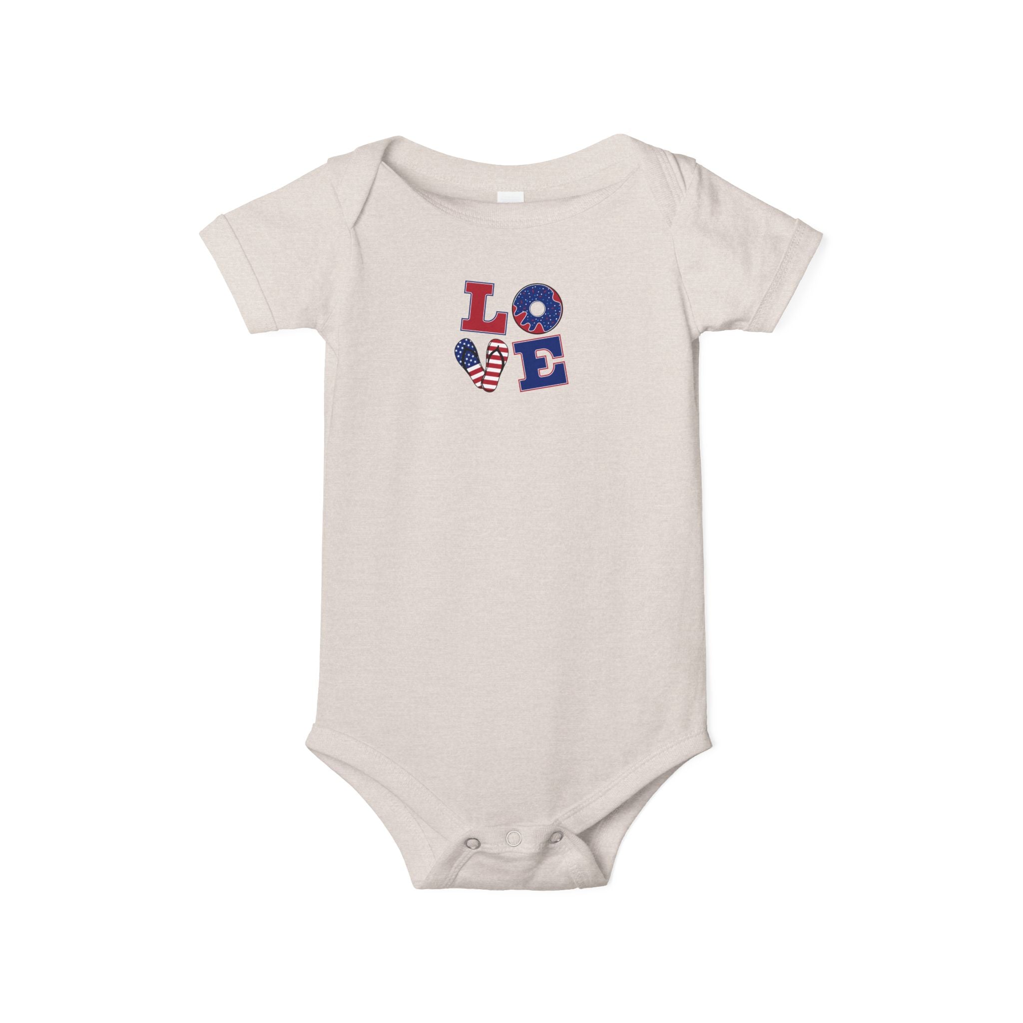 Infant Onesie - "LOVE" Patriotic Heart Baby Bodysuit