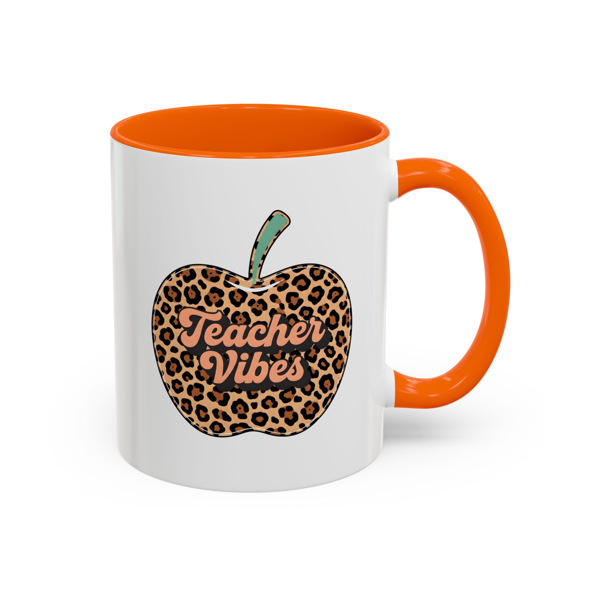 Teacher Vibes Leopard Apple Accent Coffee Mug