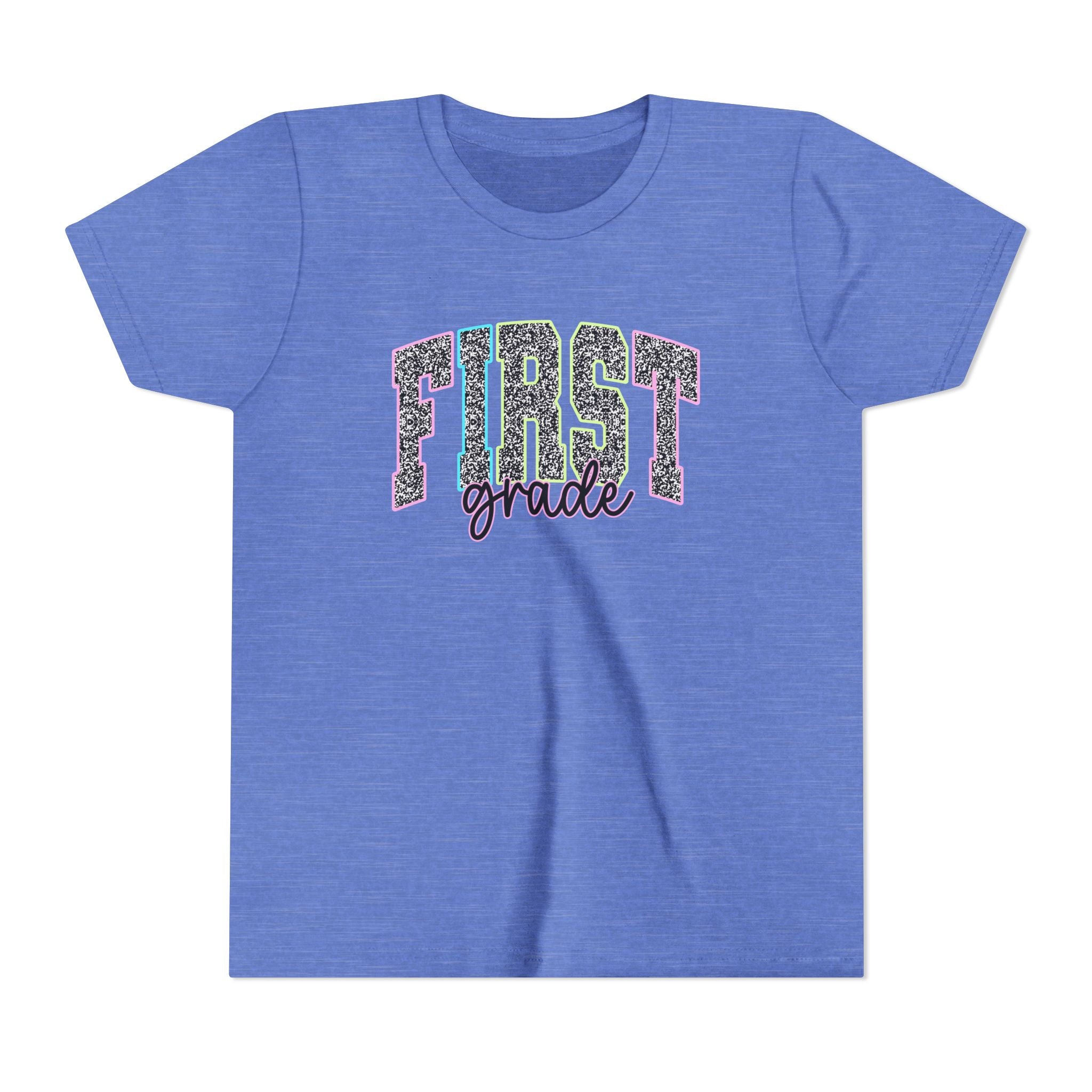 First Grade Youth Tee — Glitter Leopard 'FIRST grade' Back-to-School Shirt