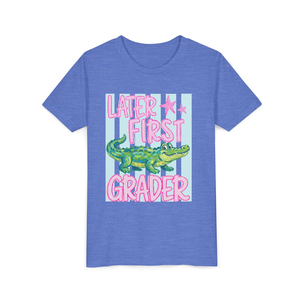 Later First Grader Alligator Youth Tee - Cute Back to School Shirt for Kids