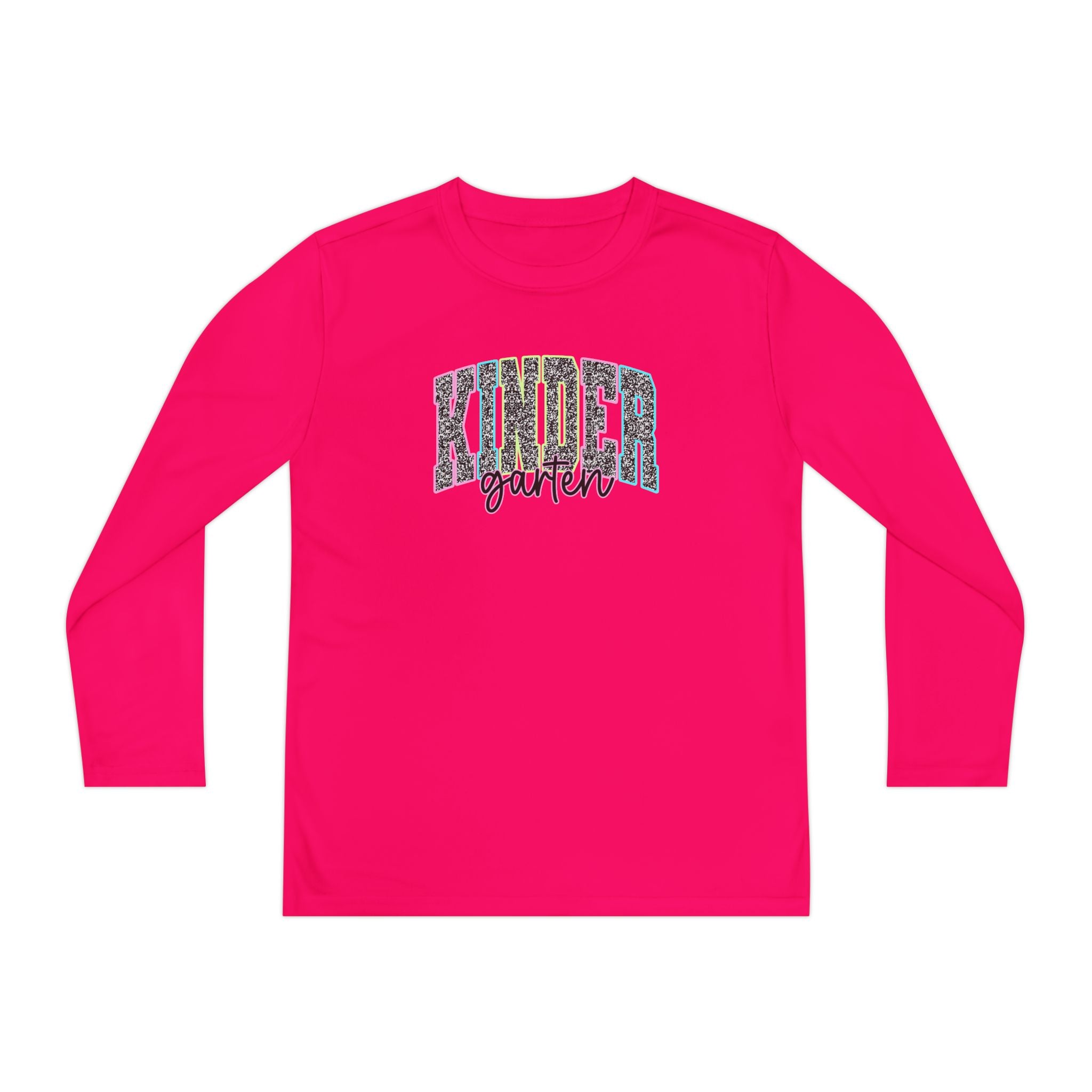 Kinder Garden Youth Long Sleeve Tee — Colorful Leopard Print Graphic